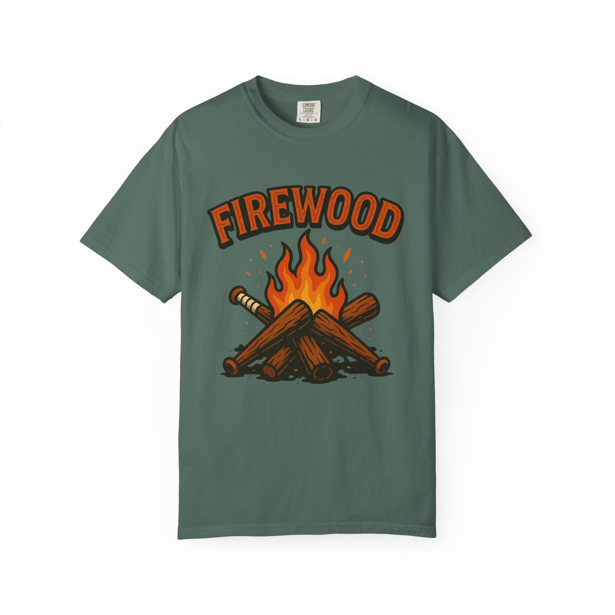 Firewood Baseball Tee – Retro Campfire Graphic Shirt