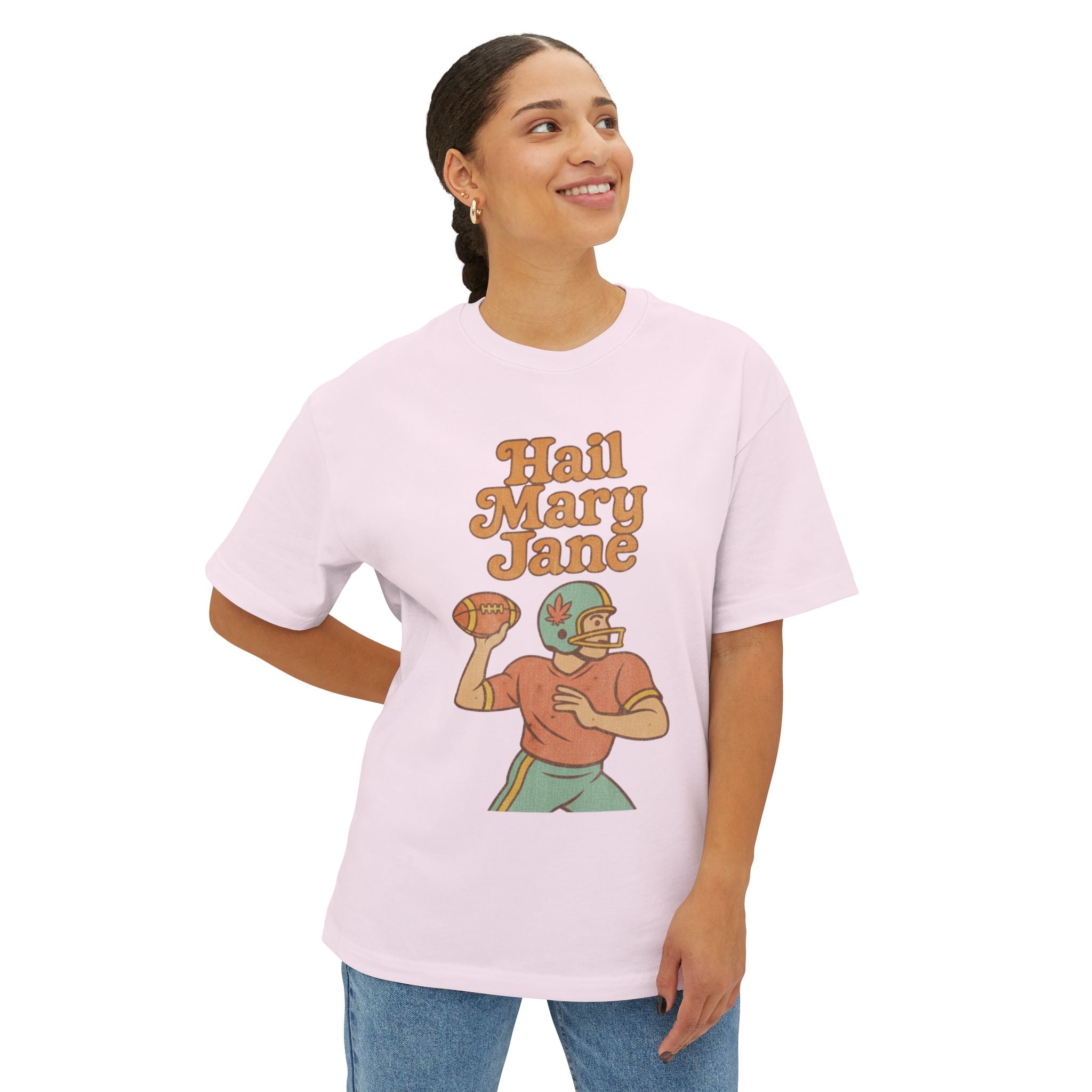Hail Mary Jane, Unisex Oversized Boxy Tee, Distressed Style