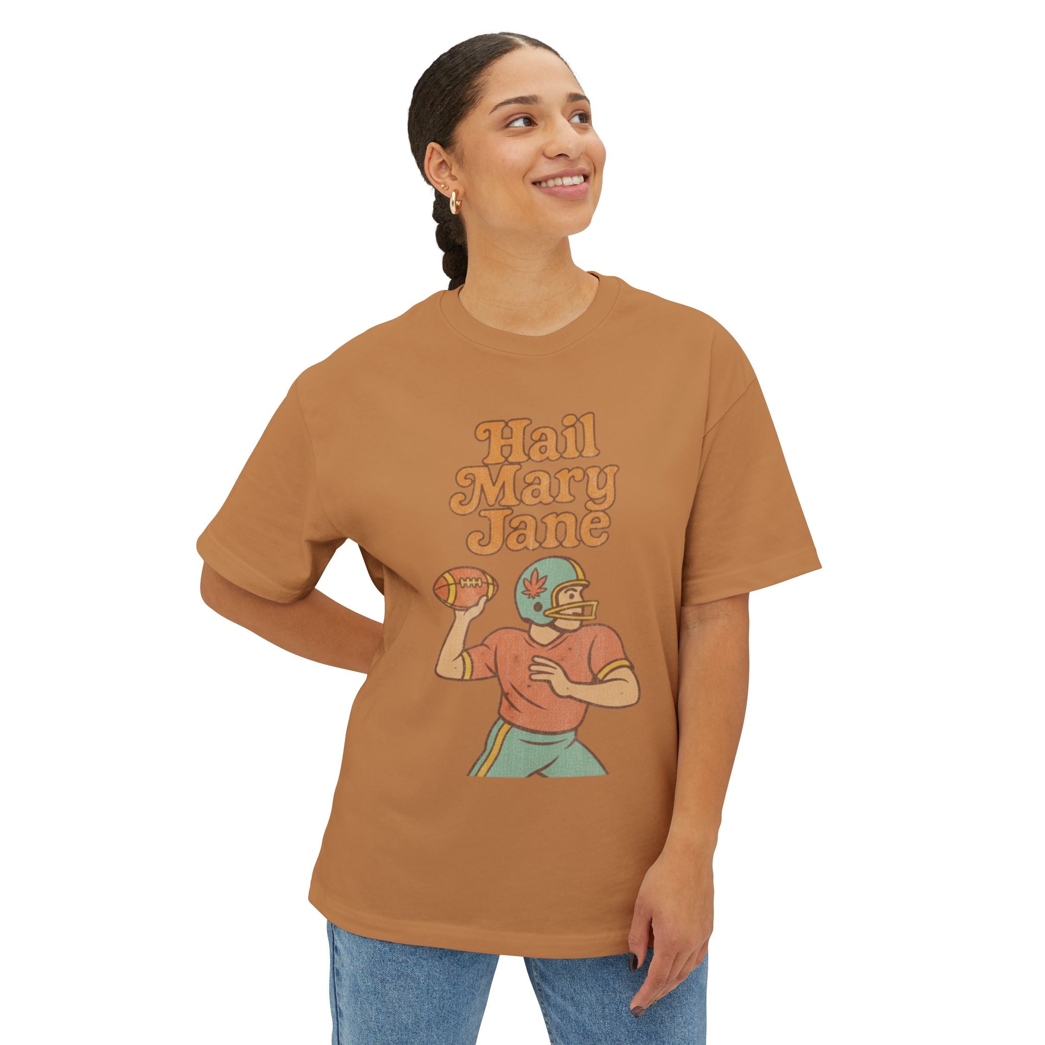 Hail Mary Jane, Unisex Oversized Boxy Tee, Distressed Style