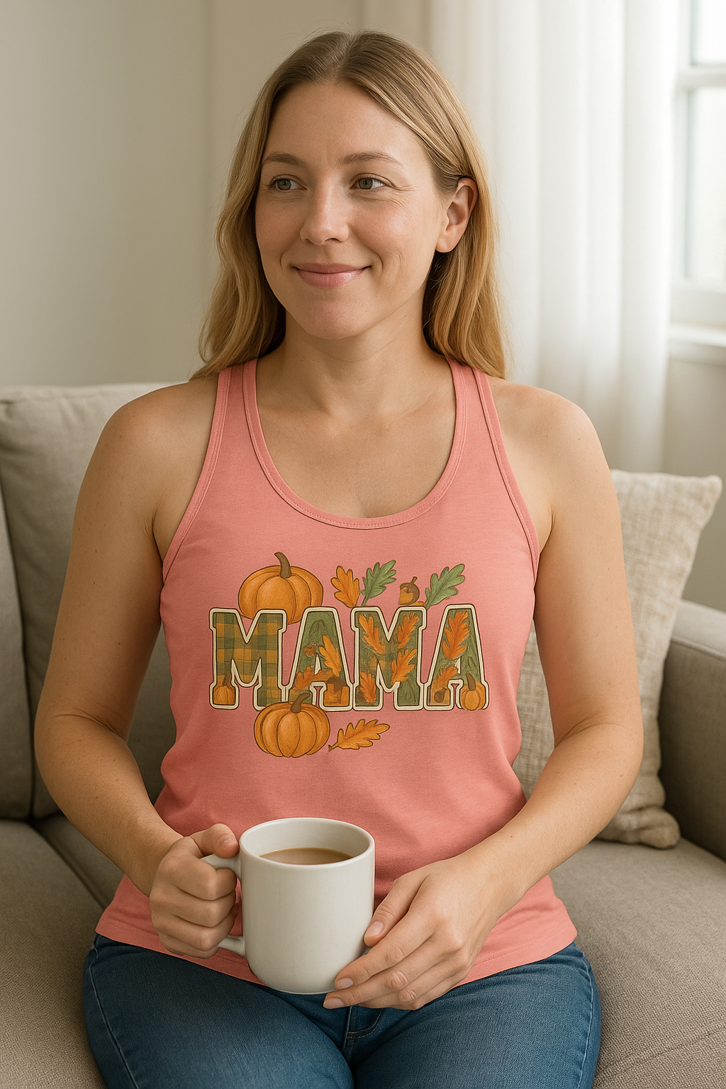 Mama Fall Tank Top Shirt | Pumpkin Patch T-shirt Vibes, Orange & Black Tank Top, Thanksgiving Outfit, Fall Seasonal Photo Outfit
