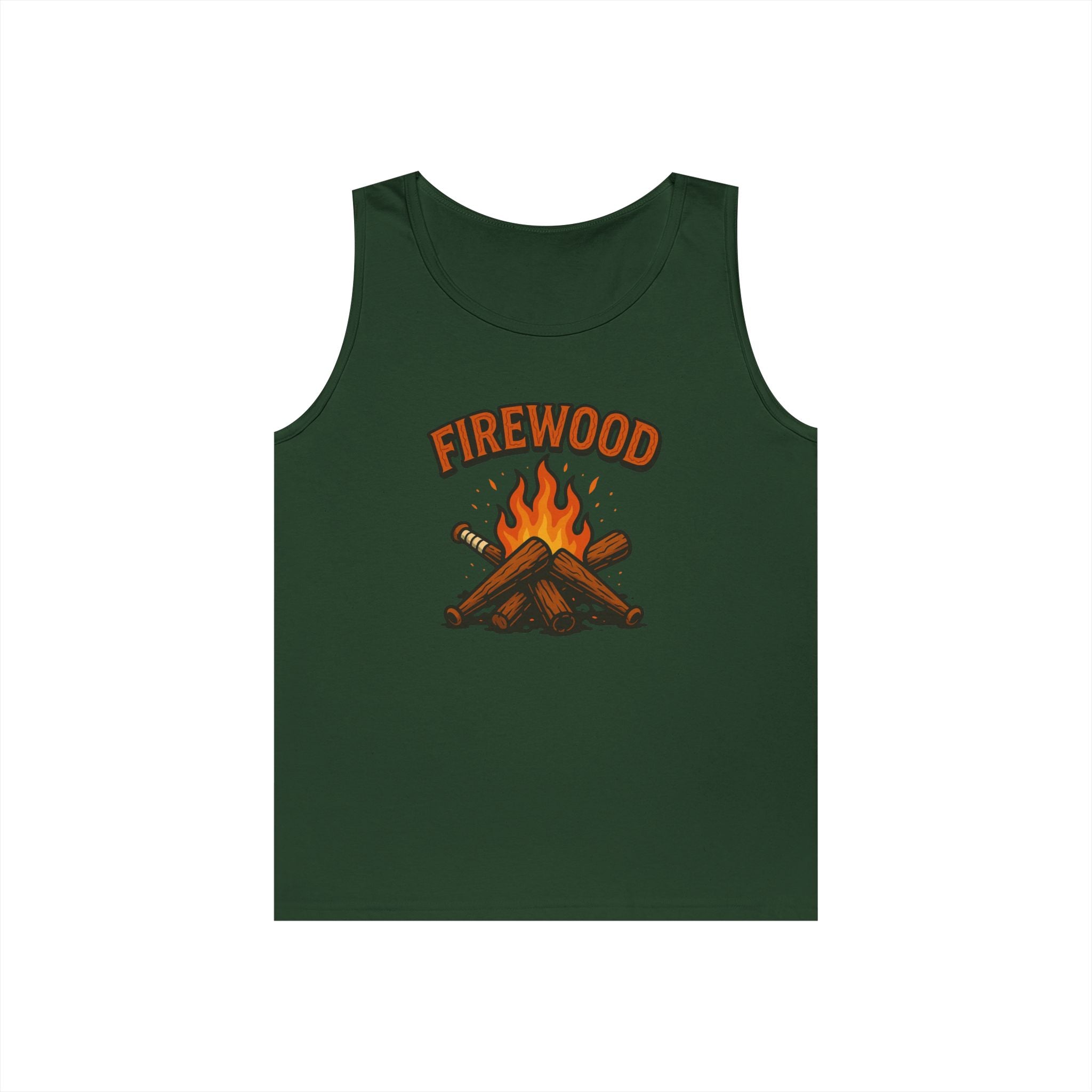 Firewood Baseball Tank Top – Retro Campfire Graphic Shirt