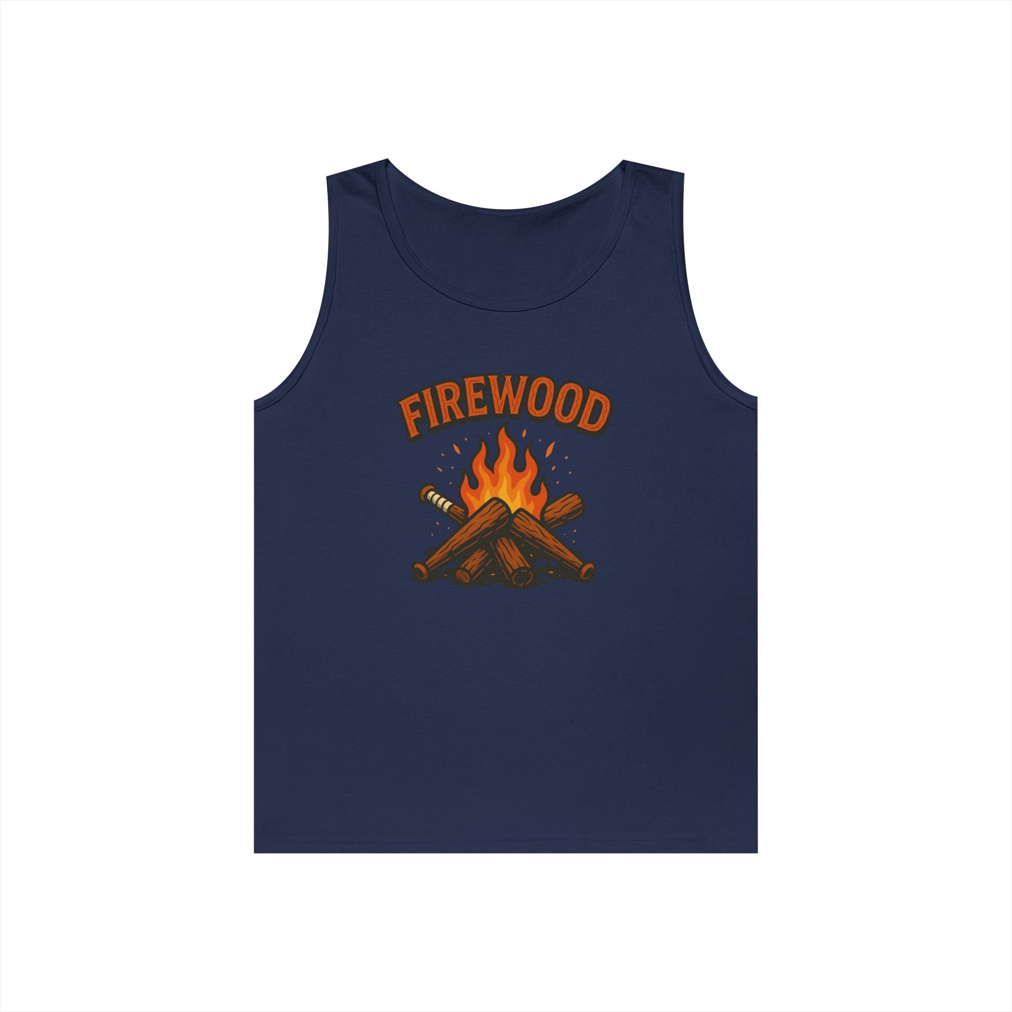 Firewood Baseball Tank Top – Retro Campfire Graphic Shirt
