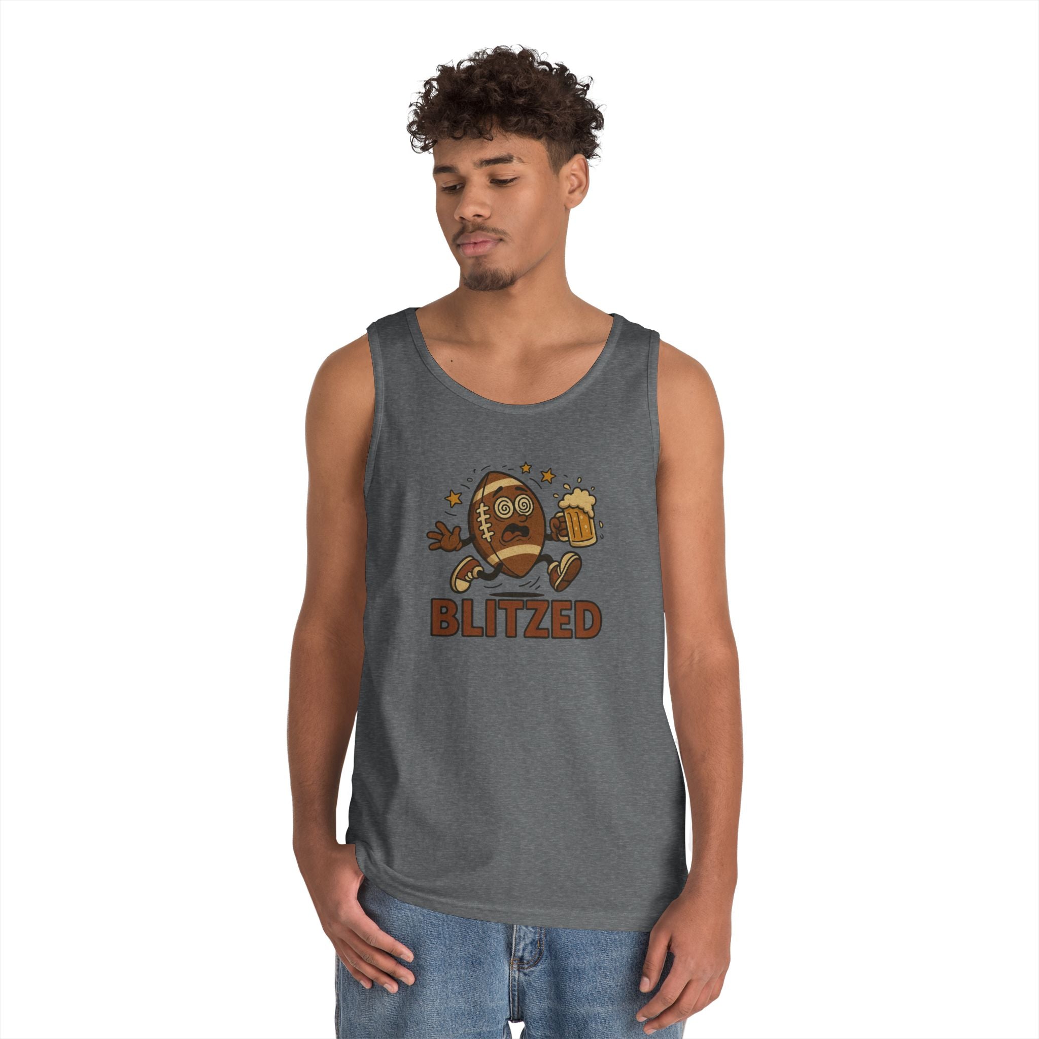 Blitzed Graphic Tank Top – Funny Football Beer T-Shirt