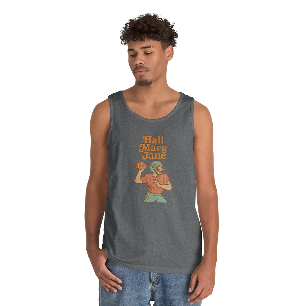 Hail Mary Jane Tank Top – Retro Funny Football 420 Graphic Tee for Men & Women