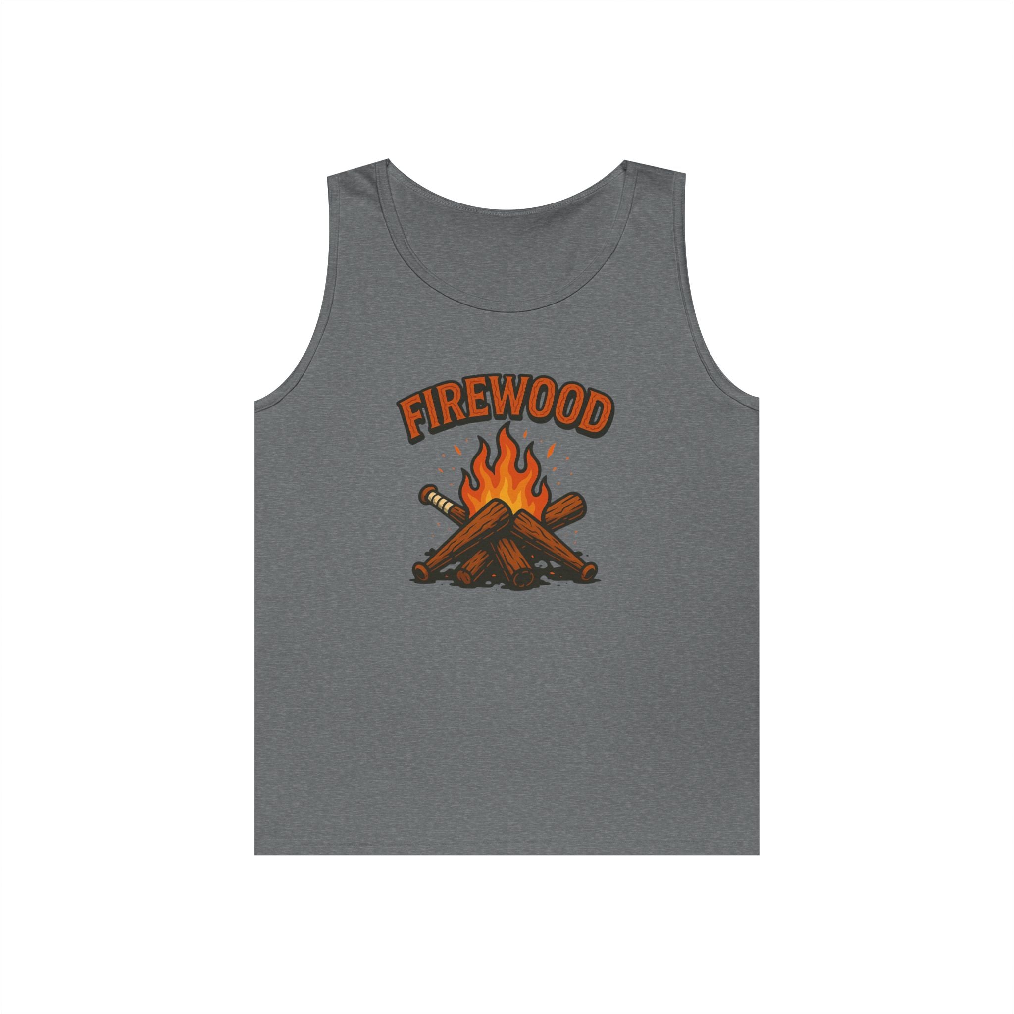 Firewood Baseball Tank Top – Retro Campfire Graphic Shirt