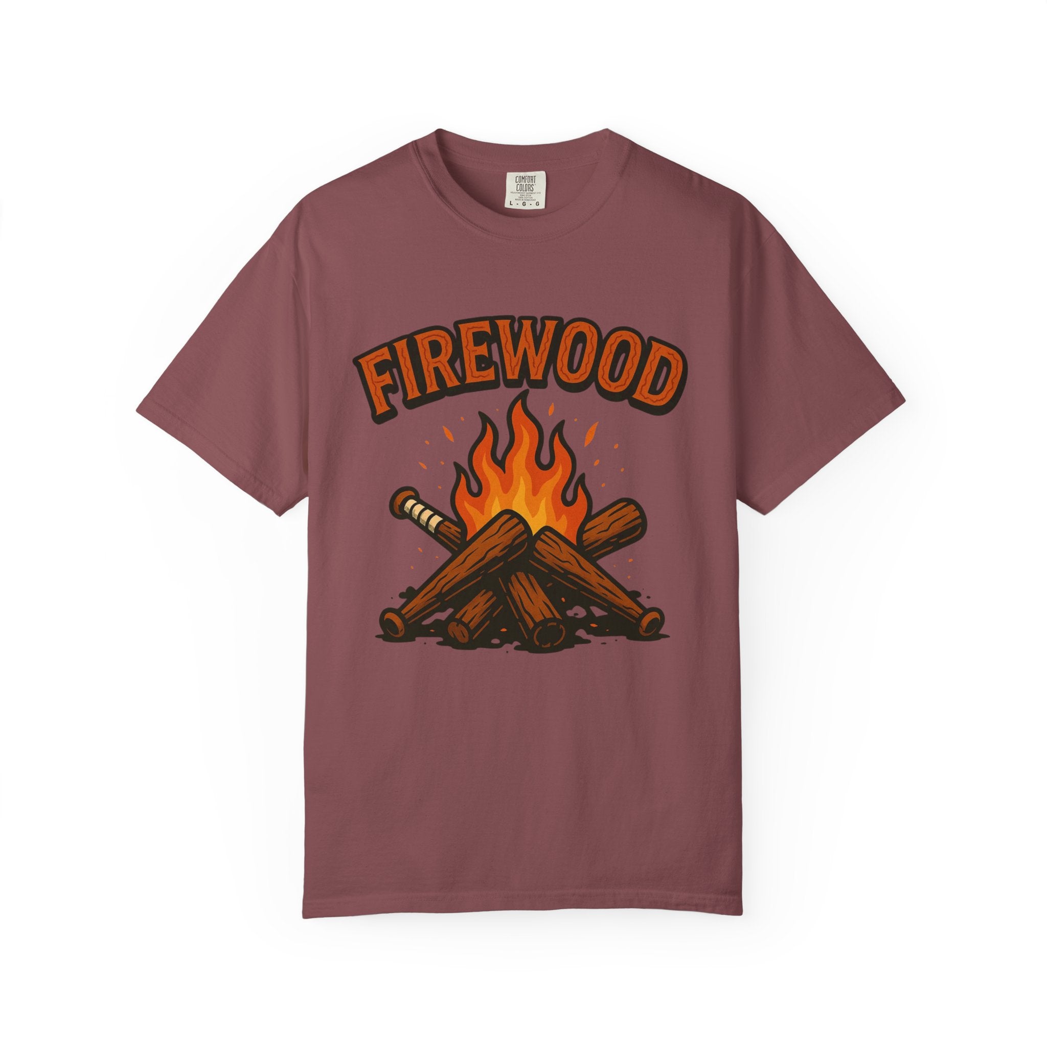 Firewood Baseball Tee – Retro Campfire Graphic Shirt