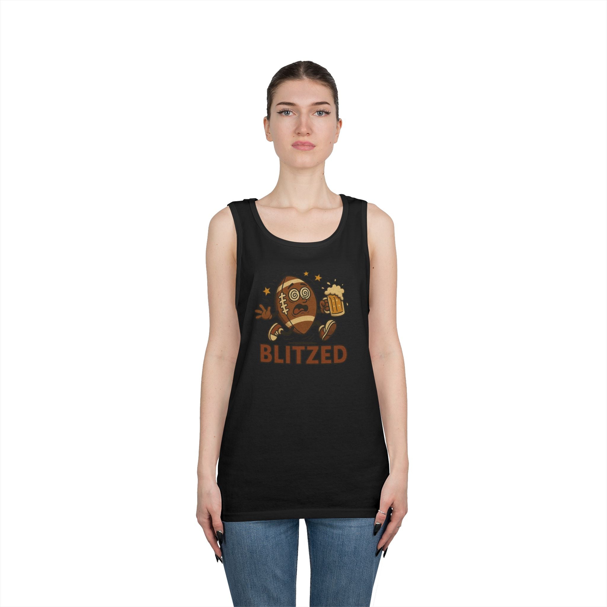 Blitzed Graphic Tank Top – Funny Football Beer T-Shirt
