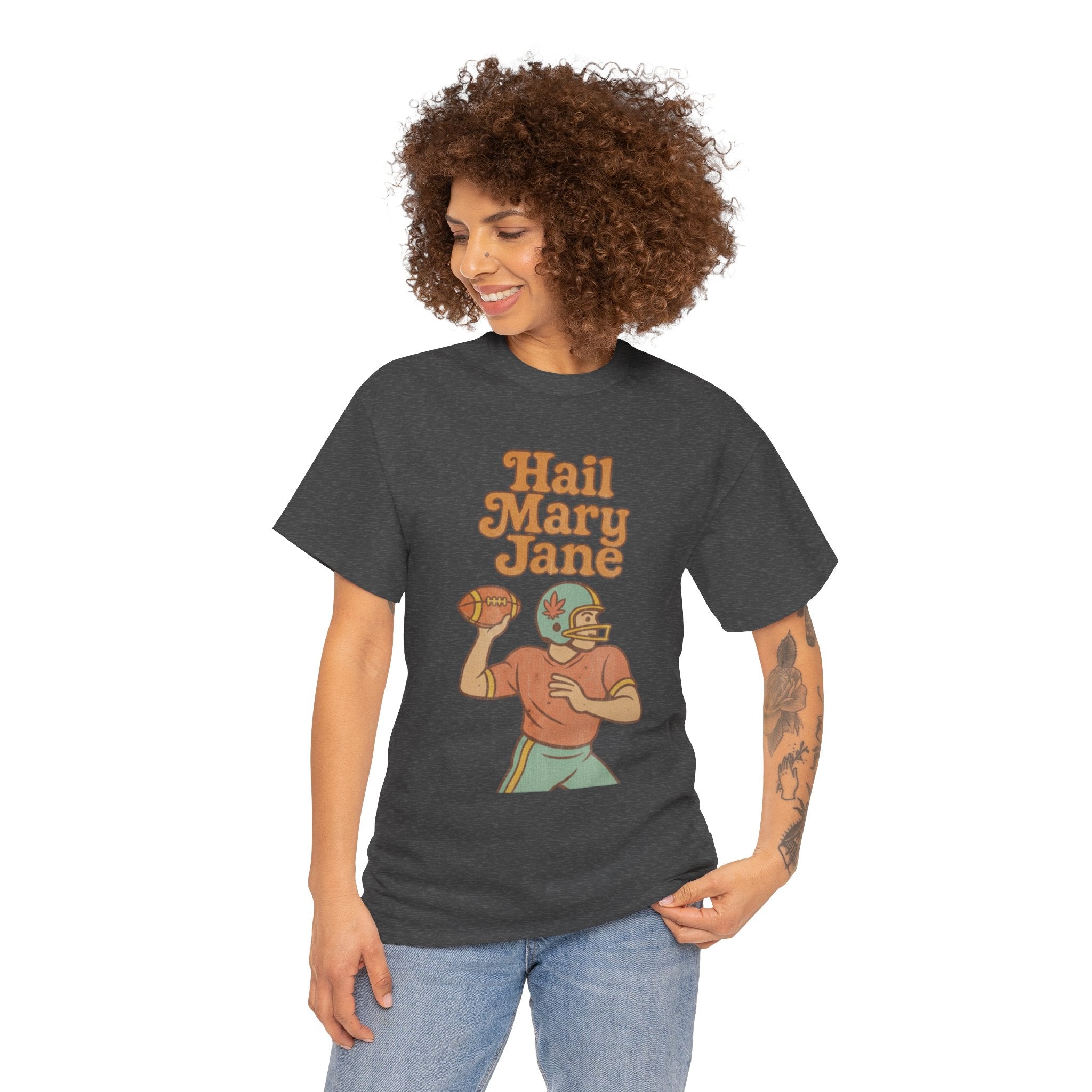 Hail Mary Jane T-Shirt – Retro Funny Football 420 Graphic Tee for Men & Women
