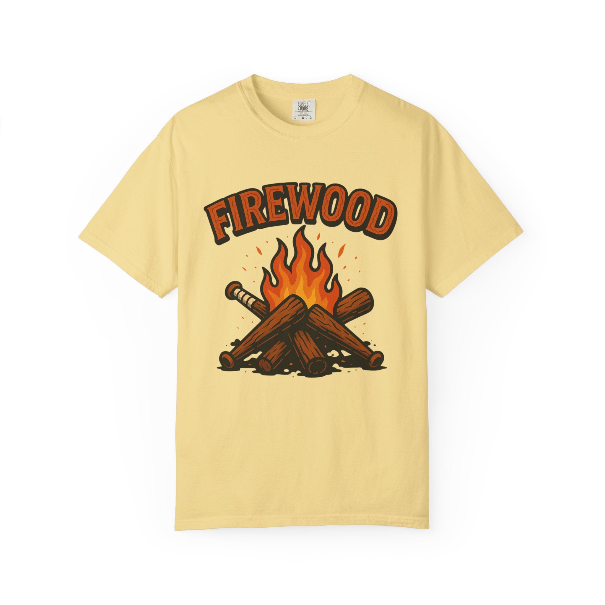 Firewood Baseball Tee – Retro Campfire Graphic Shirt