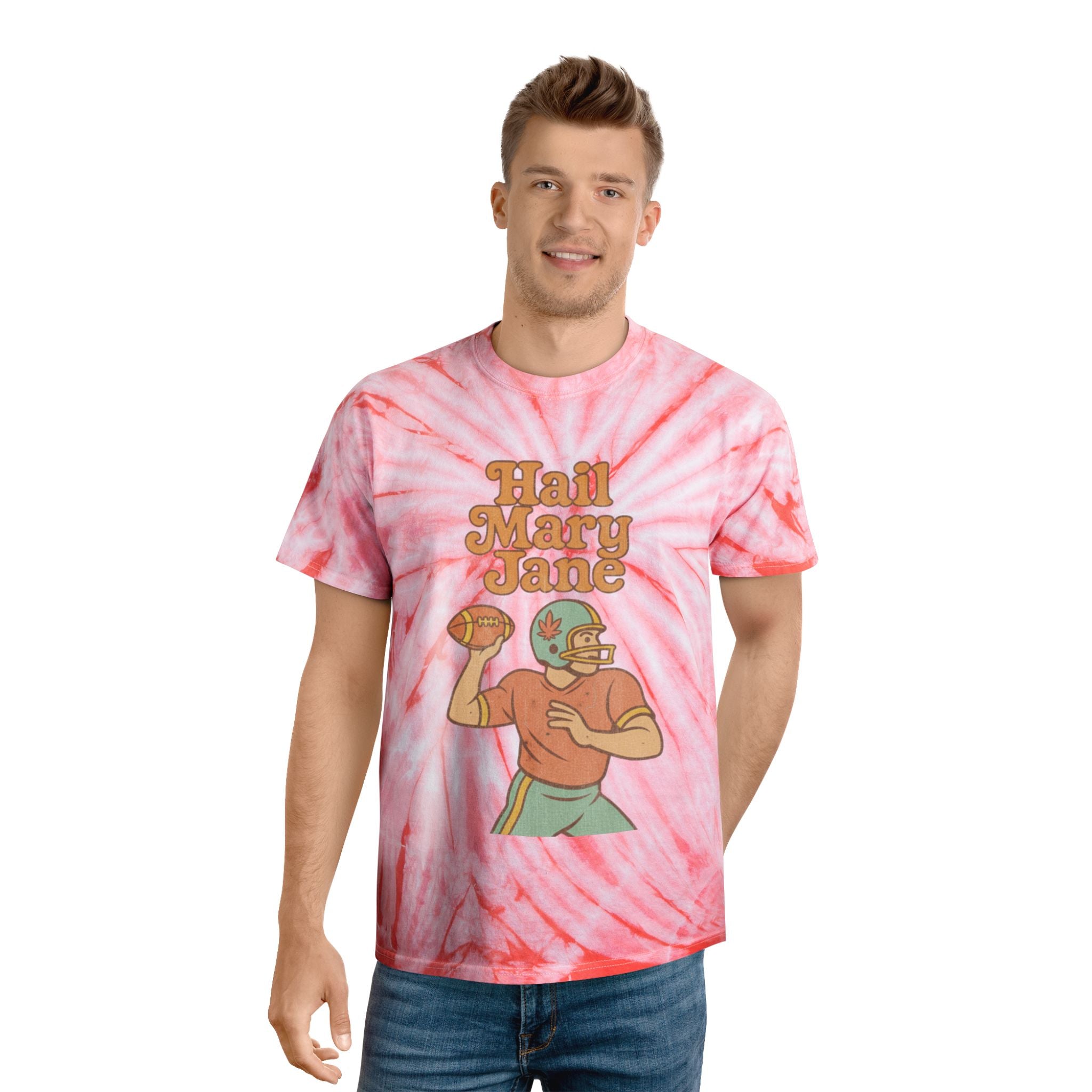 Hail Mary Jane Tie-Dye Tee, Vintage Sports Shirt, Boho Style T-Shirt, Retro Summer Top, Perfect Gift for Football Fans, Unisex Casual Wear