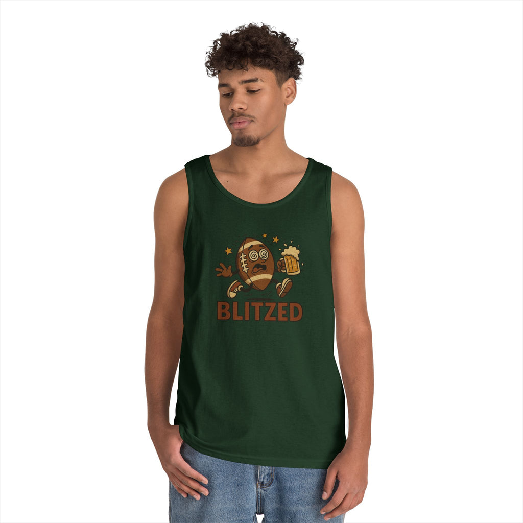 Blitzed Graphic Tank Top – Funny Football Beer T-Shirt