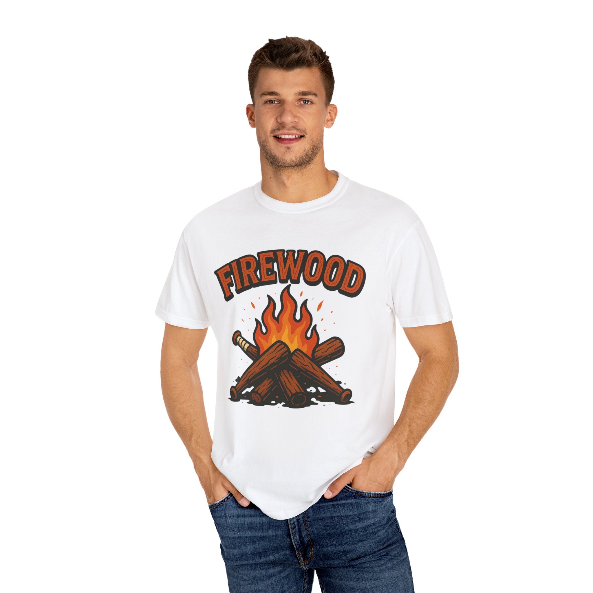 Firewood Baseball Tee – Retro Campfire Graphic Shirt