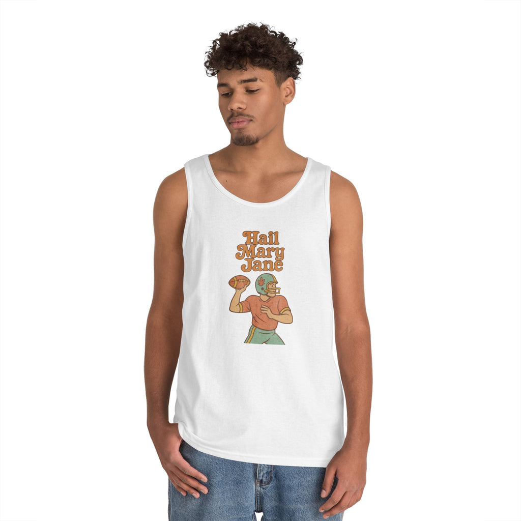 Hail Mary Jane Tank Top – Retro Funny Football 420 Graphic Tee for Men & Women