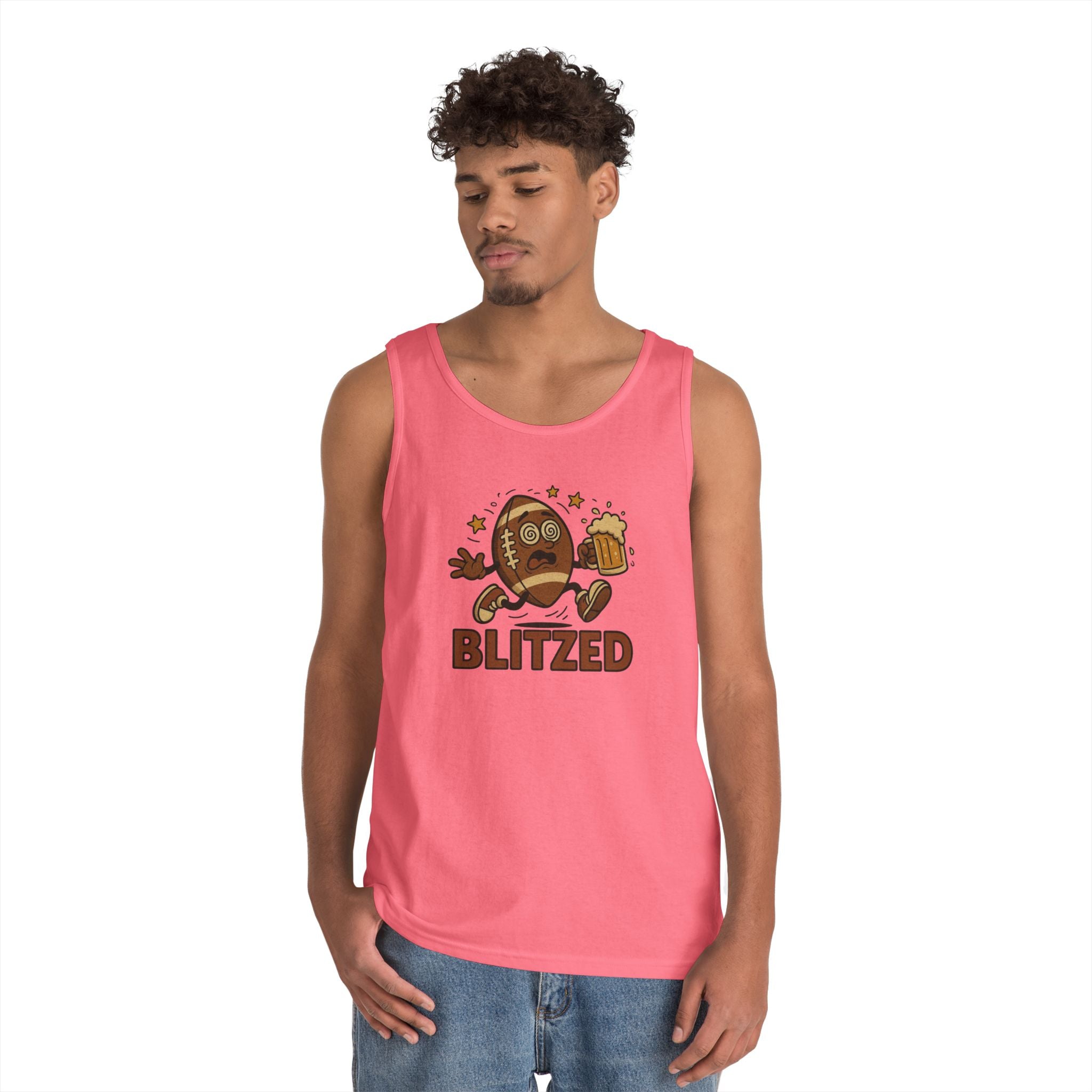 Blitzed Graphic Tank Top – Funny Football Beer T-Shirt