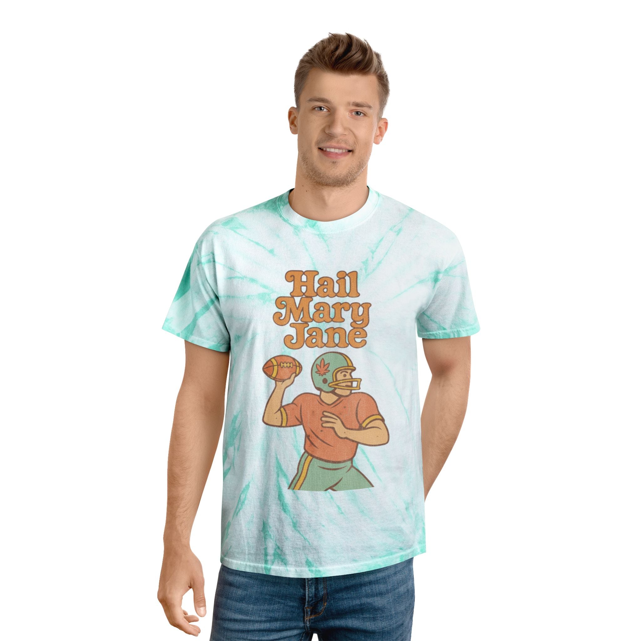 Hail Mary Jane Tie-Dye Tee, Vintage Sports Shirt, Boho Style T-Shirt, Retro Summer Top, Perfect Gift for Football Fans, Unisex Casual Wear