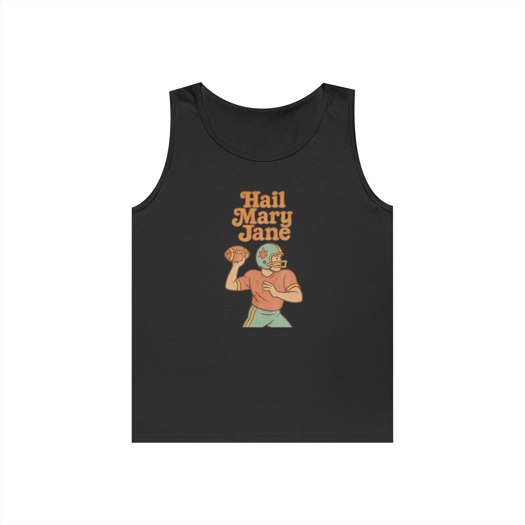 Hail Mary Jane Tank Top – Retro Funny Football 420 Graphic Tee for Men & Women
