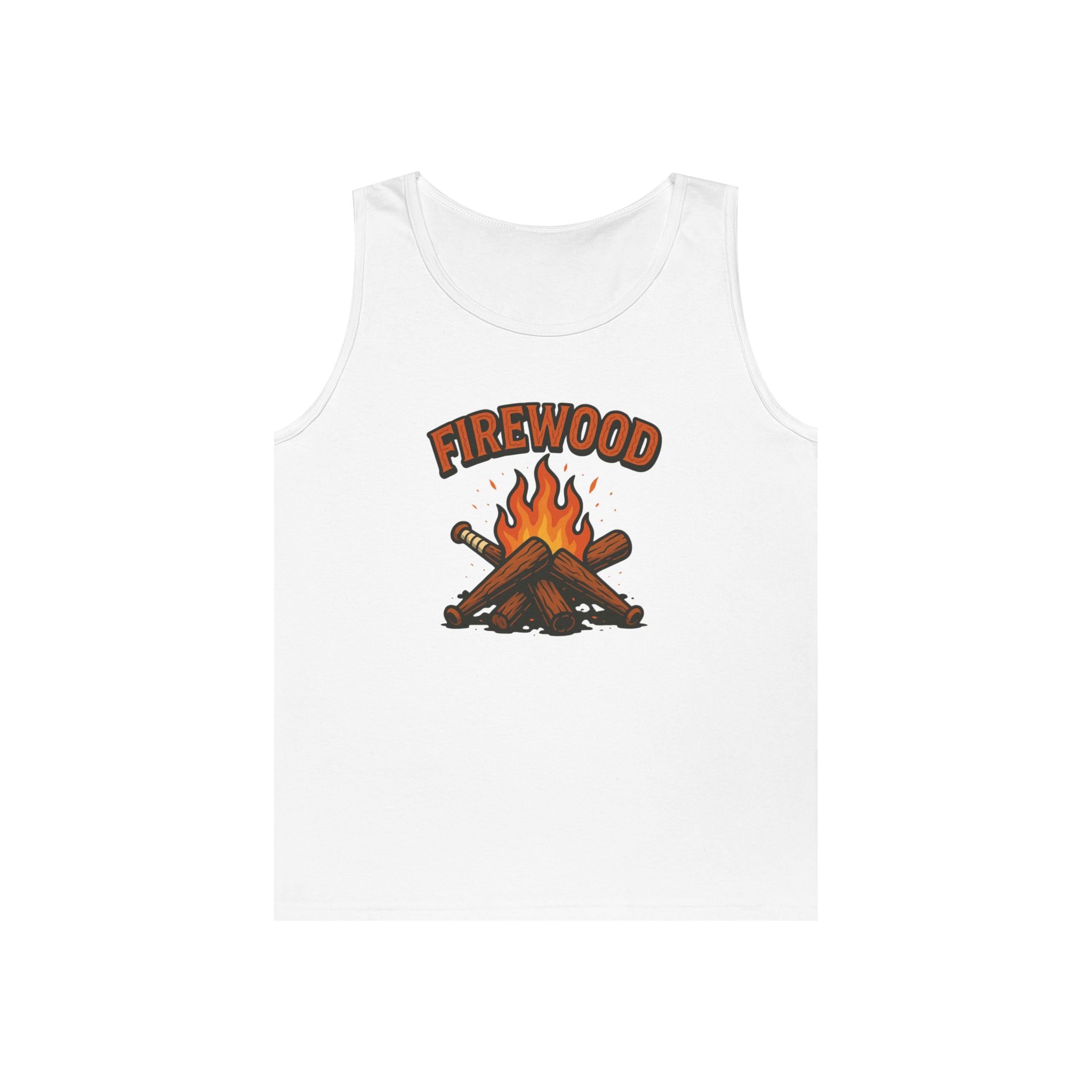 Firewood Baseball Tank Top – Retro Campfire Graphic Shirt