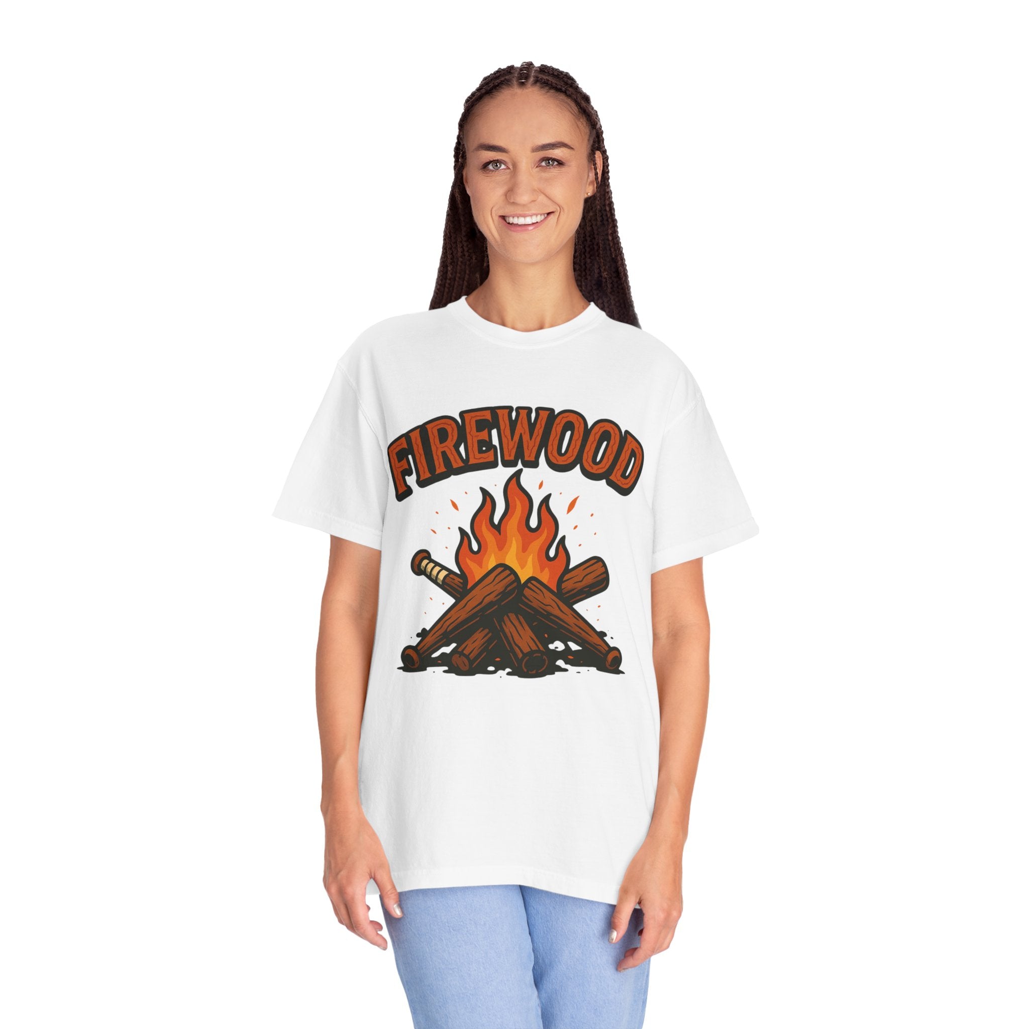 Firewood Baseball Tee – Retro Campfire Graphic Shirt