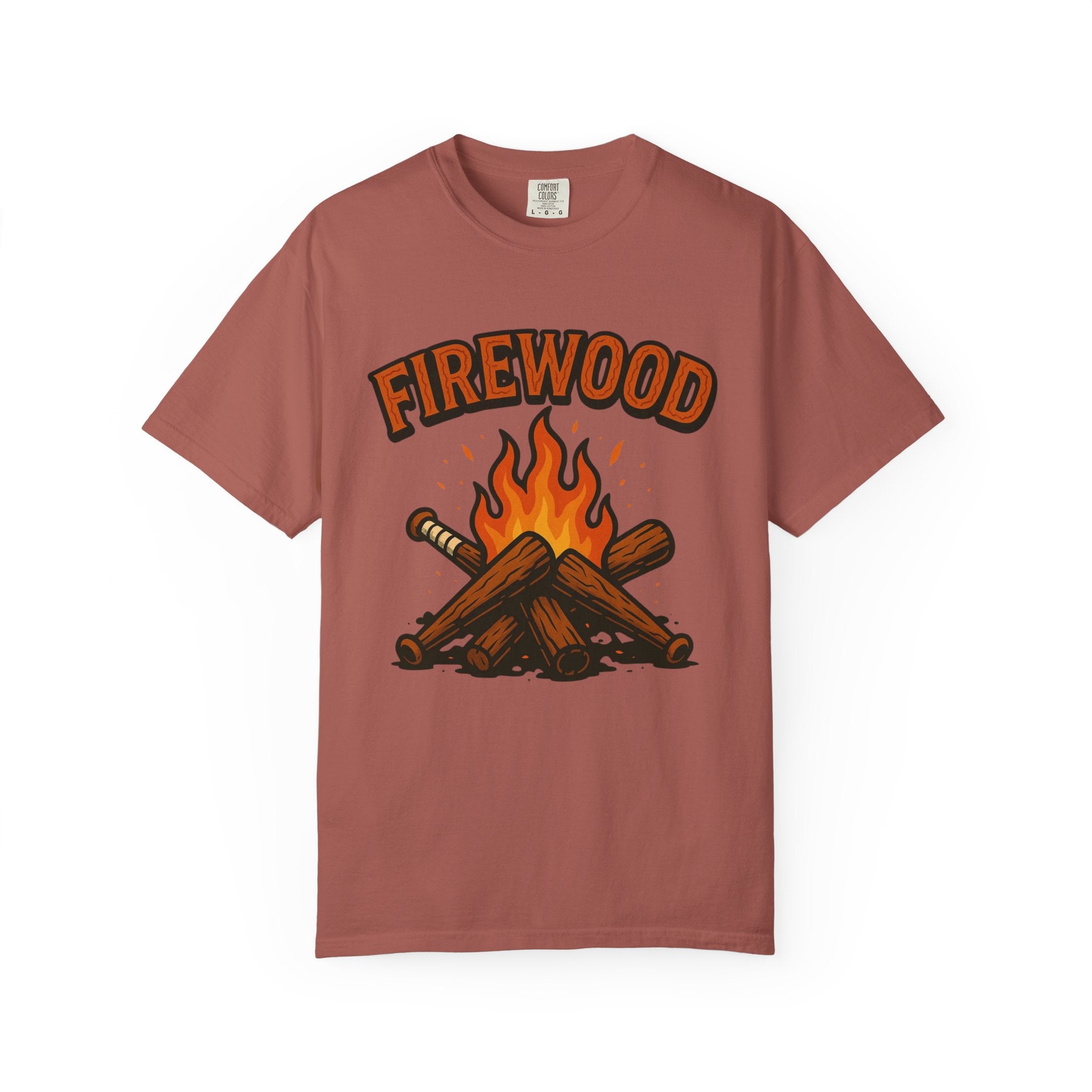 Firewood Baseball Tee – Retro Campfire Graphic Shirt