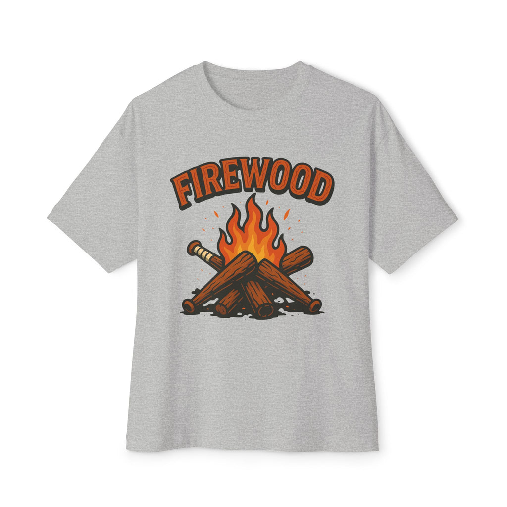 Firewood Baseball Oversized Boxy Tee – Retro Campfire Graphic Shirt