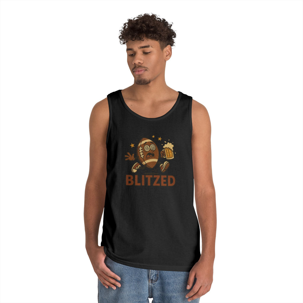 Blitzed Graphic Tank Top – Funny Football Beer T-Shirt