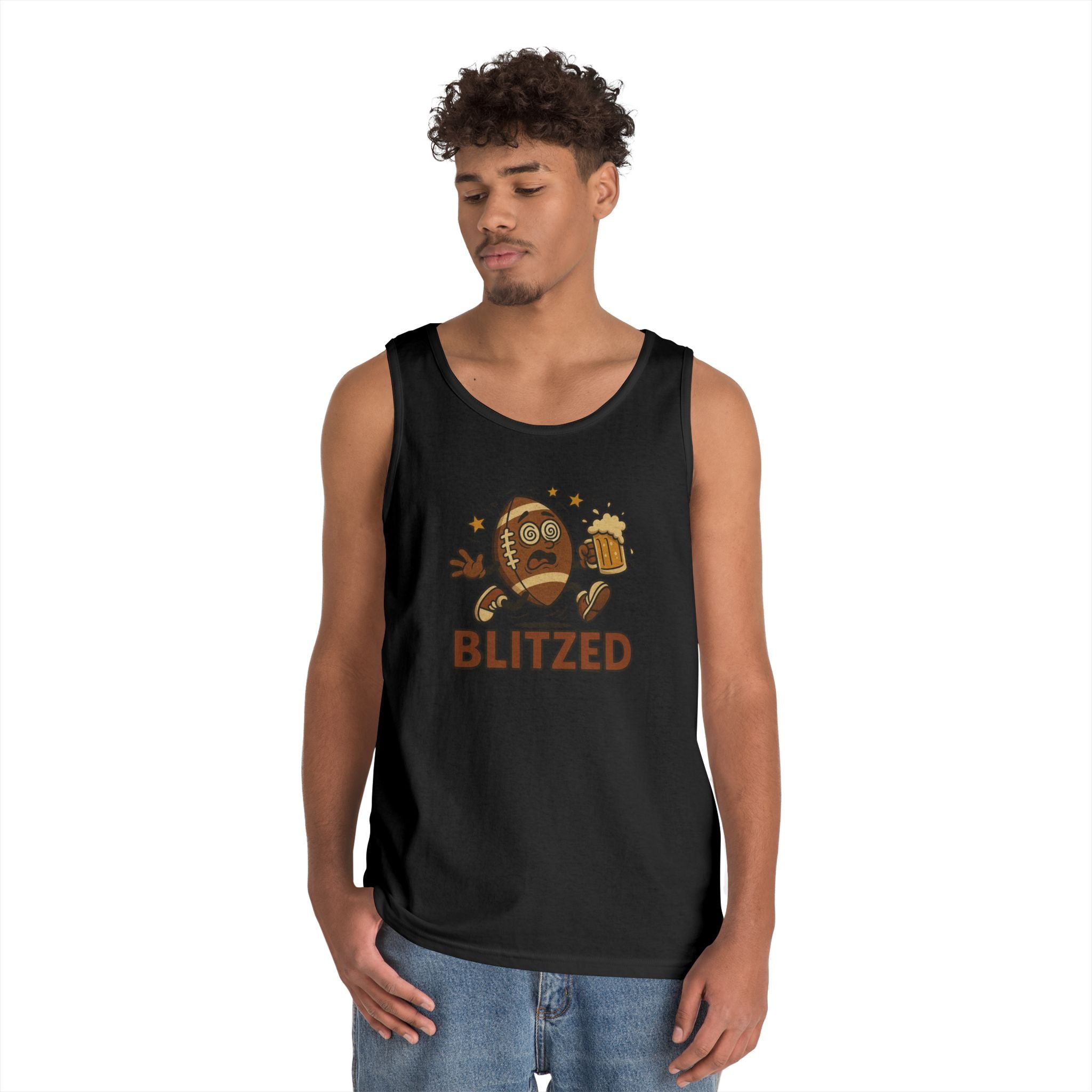 Blitzed Graphic Tank Top – Funny Football Beer T-Shirt
