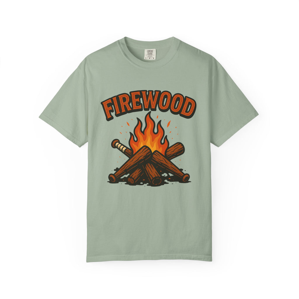 Firewood Baseball Tee – Retro Campfire Graphic Shirt