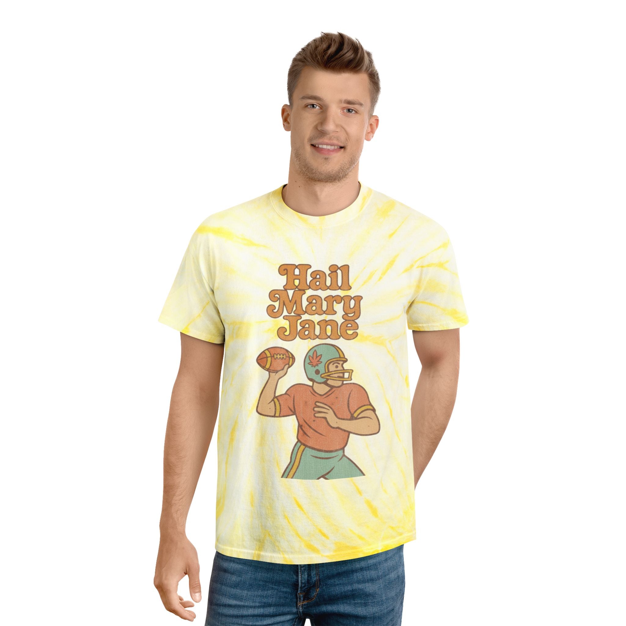 Hail Mary Jane Tie-Dye Tee, Vintage Sports Shirt, Boho Style T-Shirt, Retro Summer Top, Perfect Gift for Football Fans, Unisex Casual Wear
