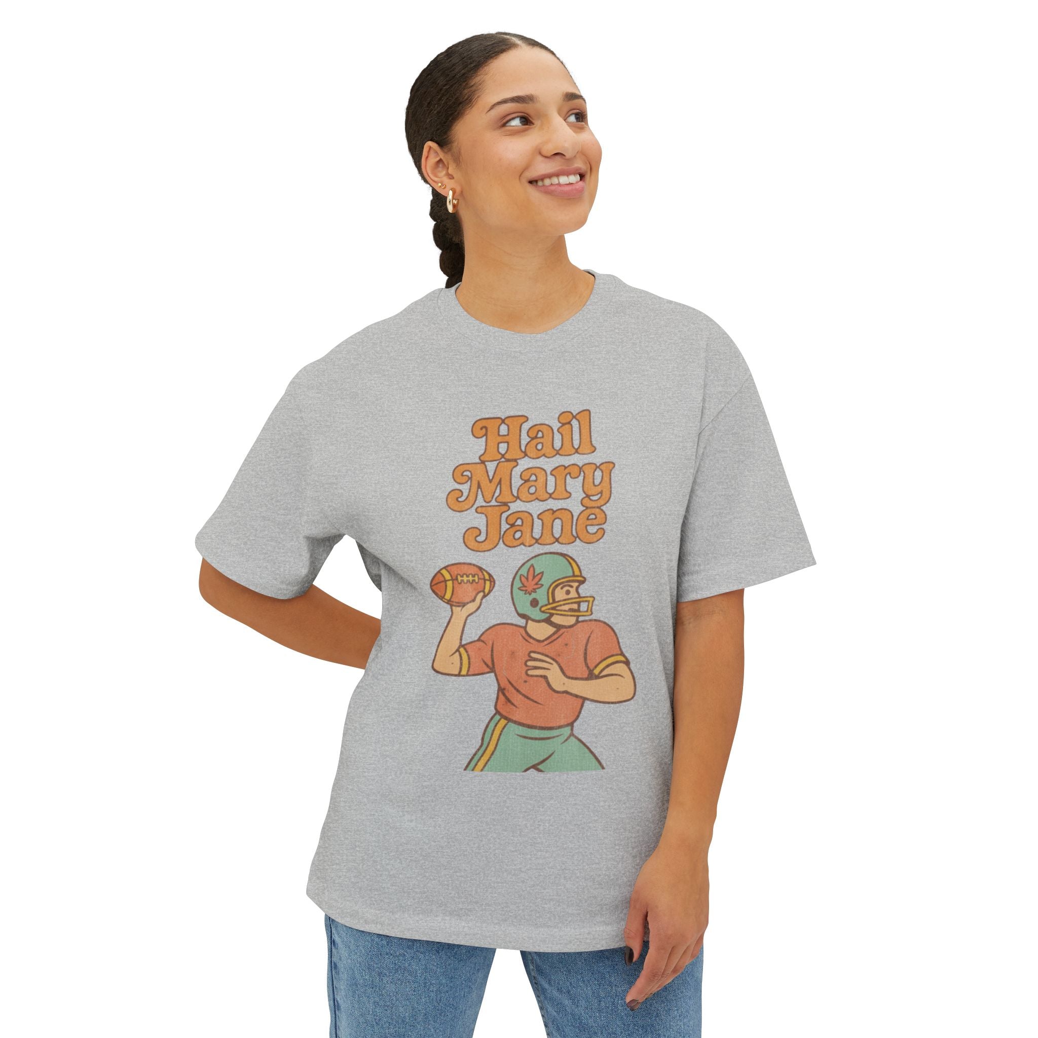 Hail Mary Jane, Unisex Oversized Boxy Tee, Distressed Style