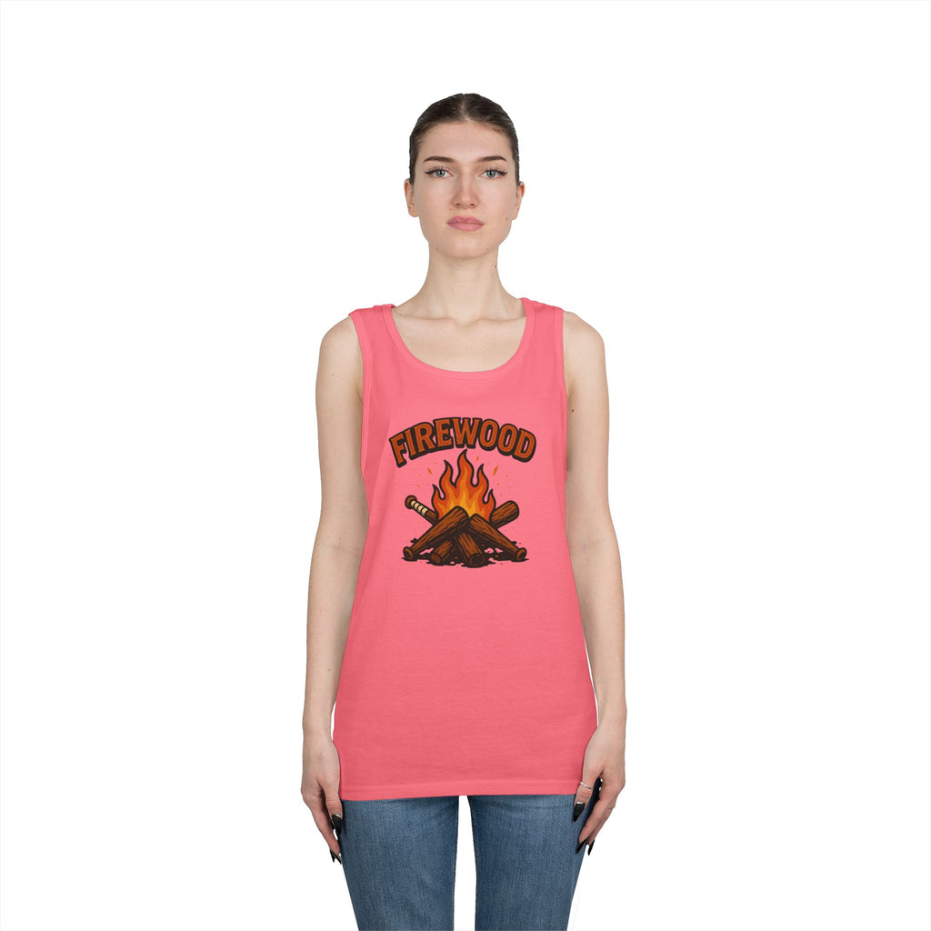 Firewood Baseball Tank Top – Retro Campfire Graphic Shirt