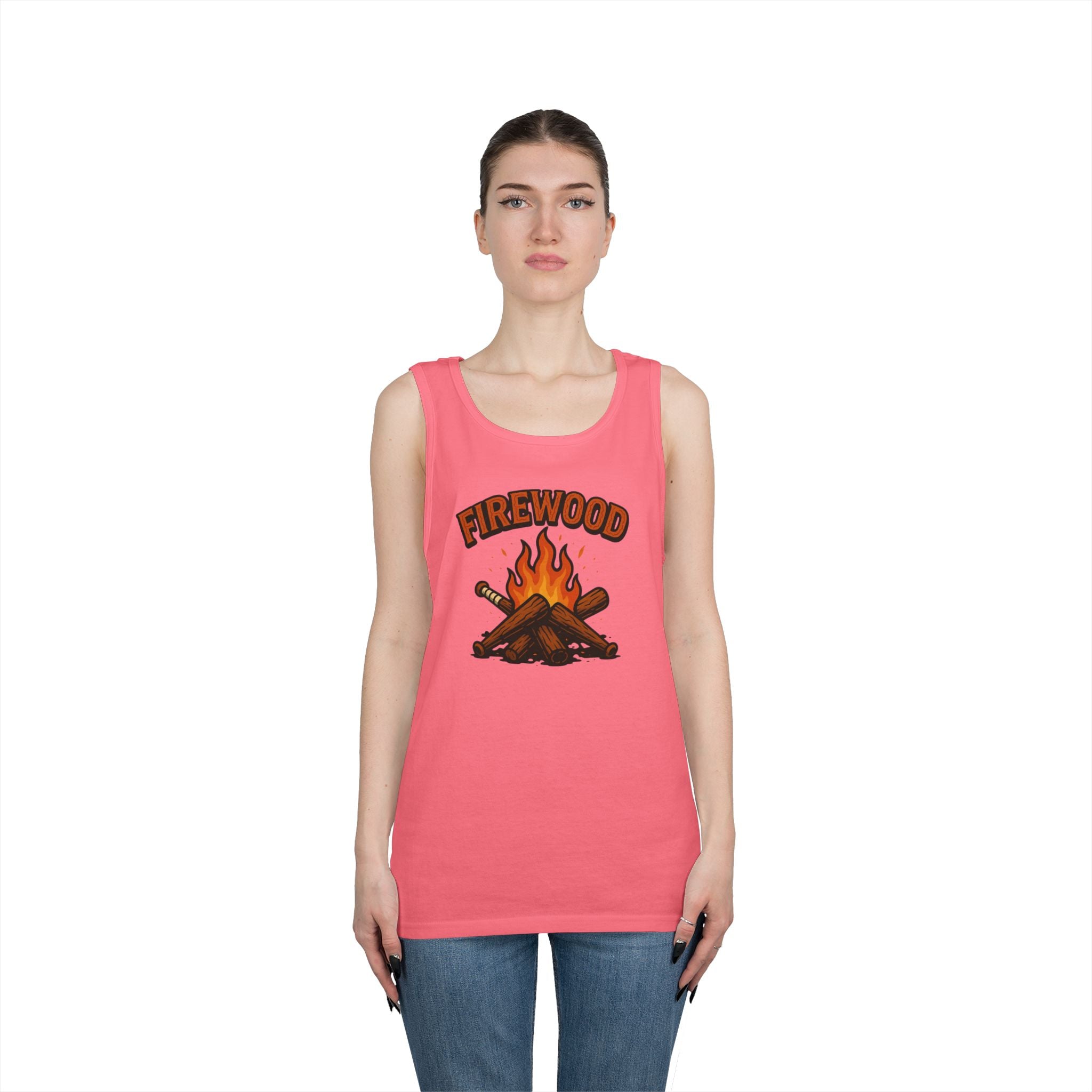 Firewood Baseball Tank Top – Retro Campfire Graphic Shirt