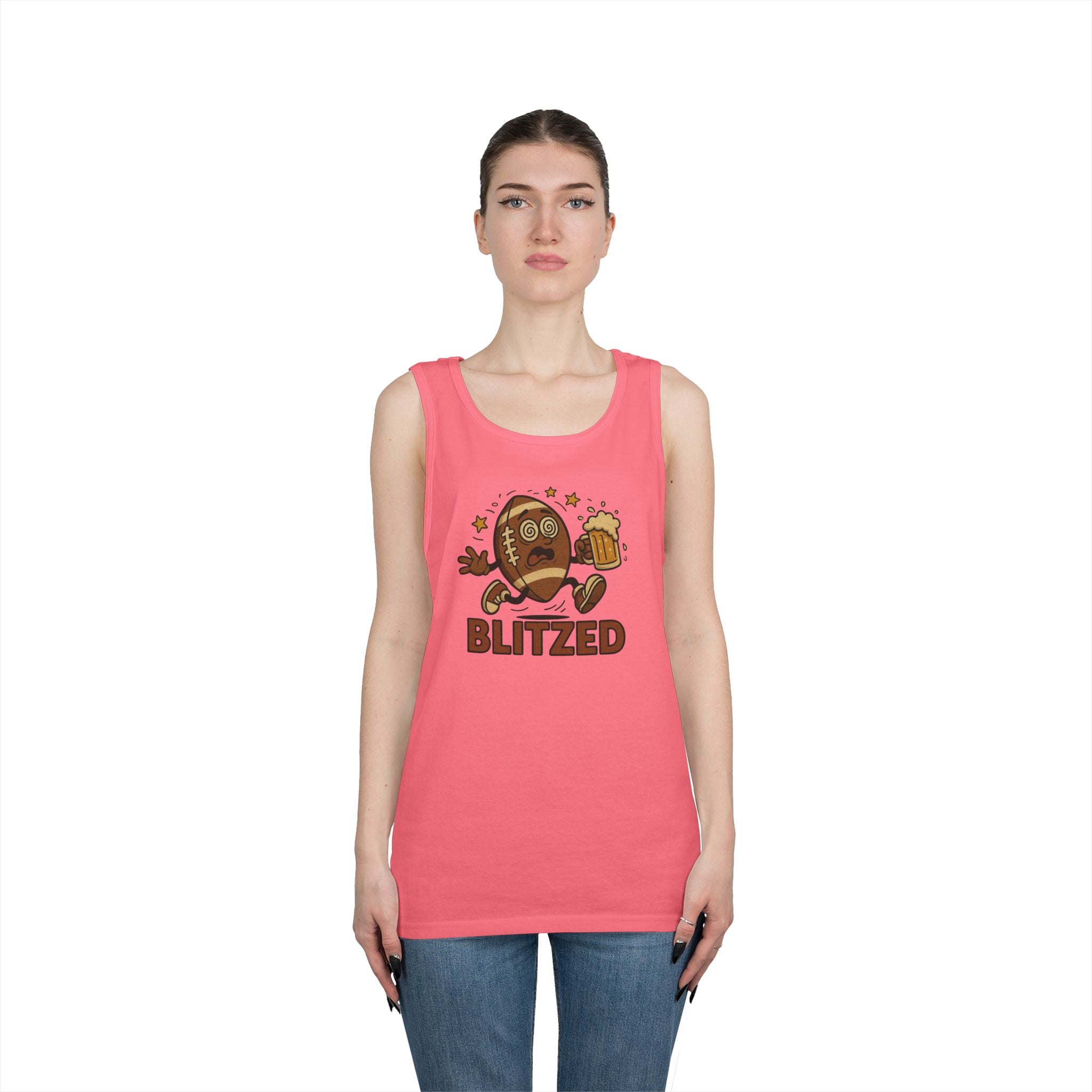 Blitzed Graphic Tank Top – Funny Football Beer T-Shirt
