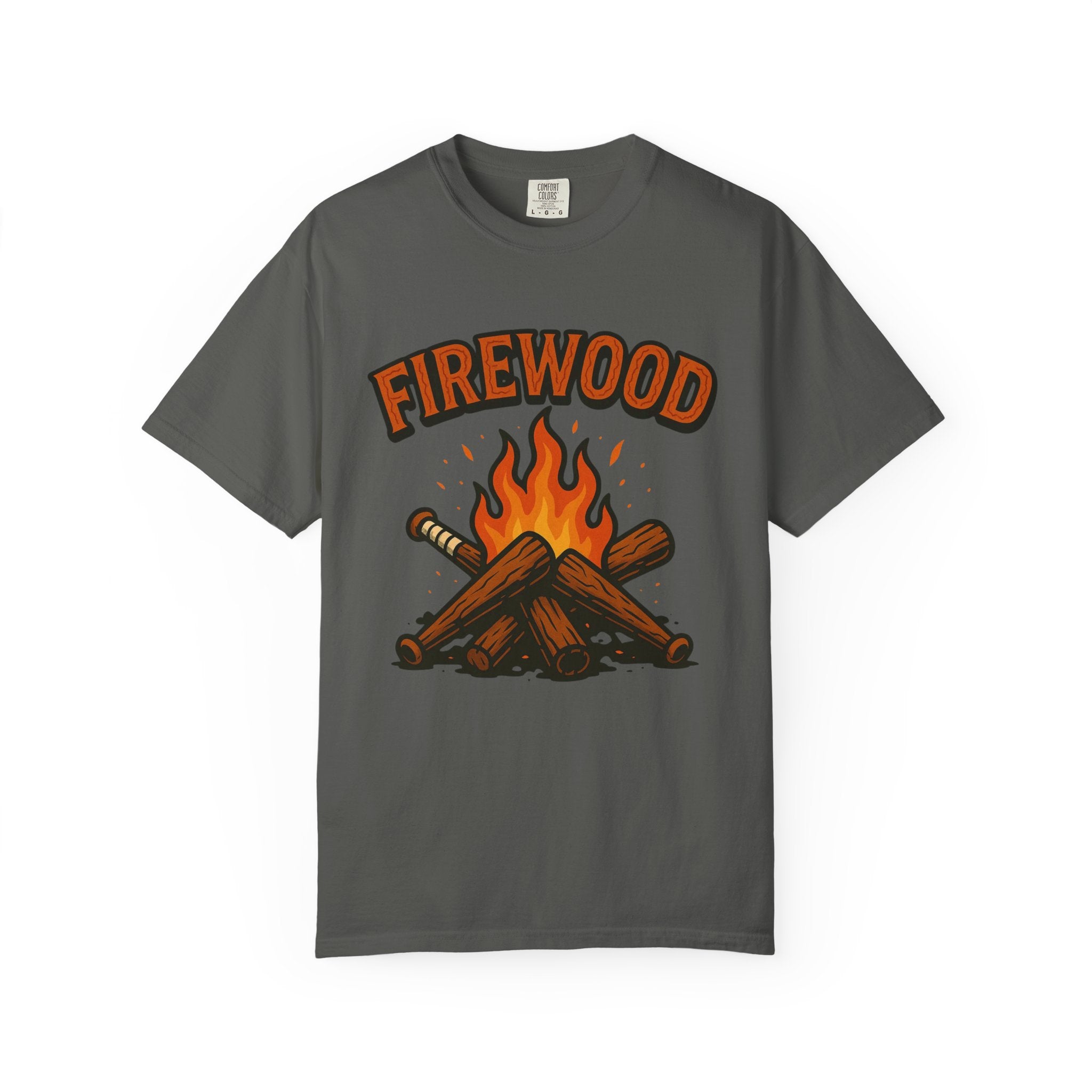 Firewood Baseball Tee – Retro Campfire Graphic Shirt