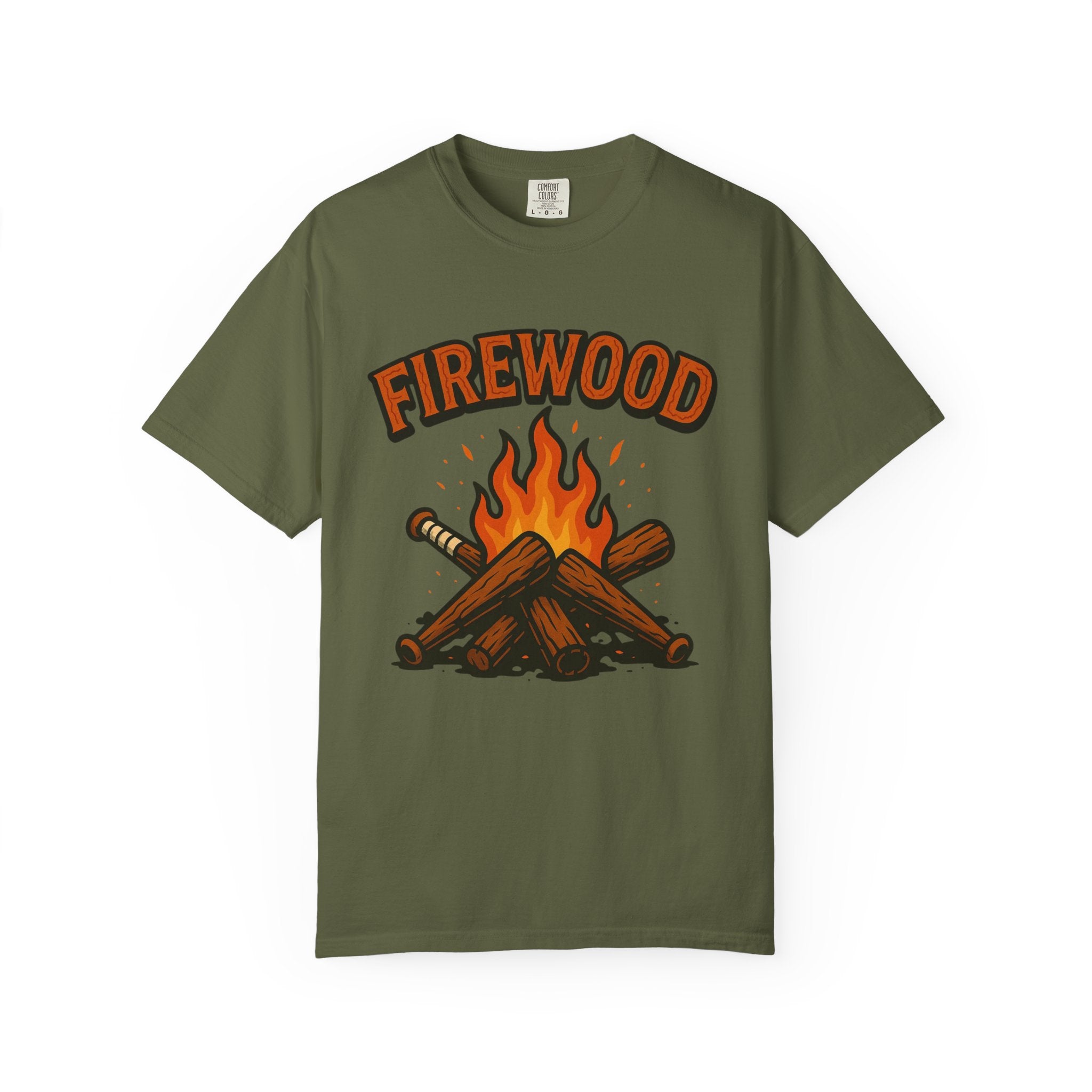 Firewood Baseball Tee – Retro Campfire Graphic Shirt