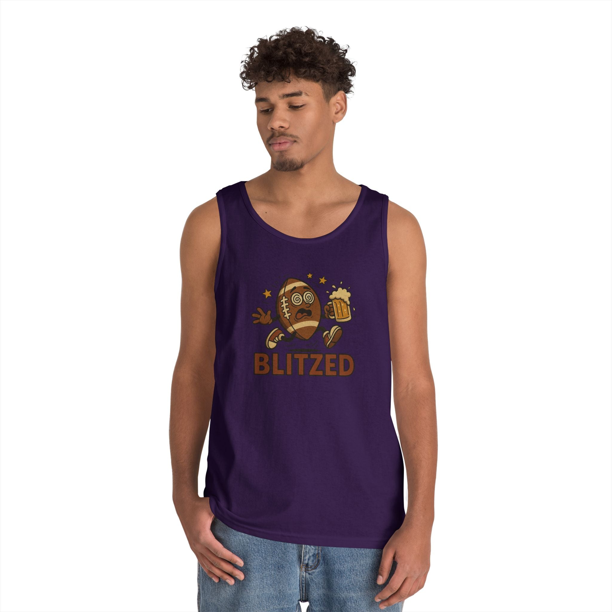 Blitzed Graphic Tank Top – Funny Football Beer T-Shirt
