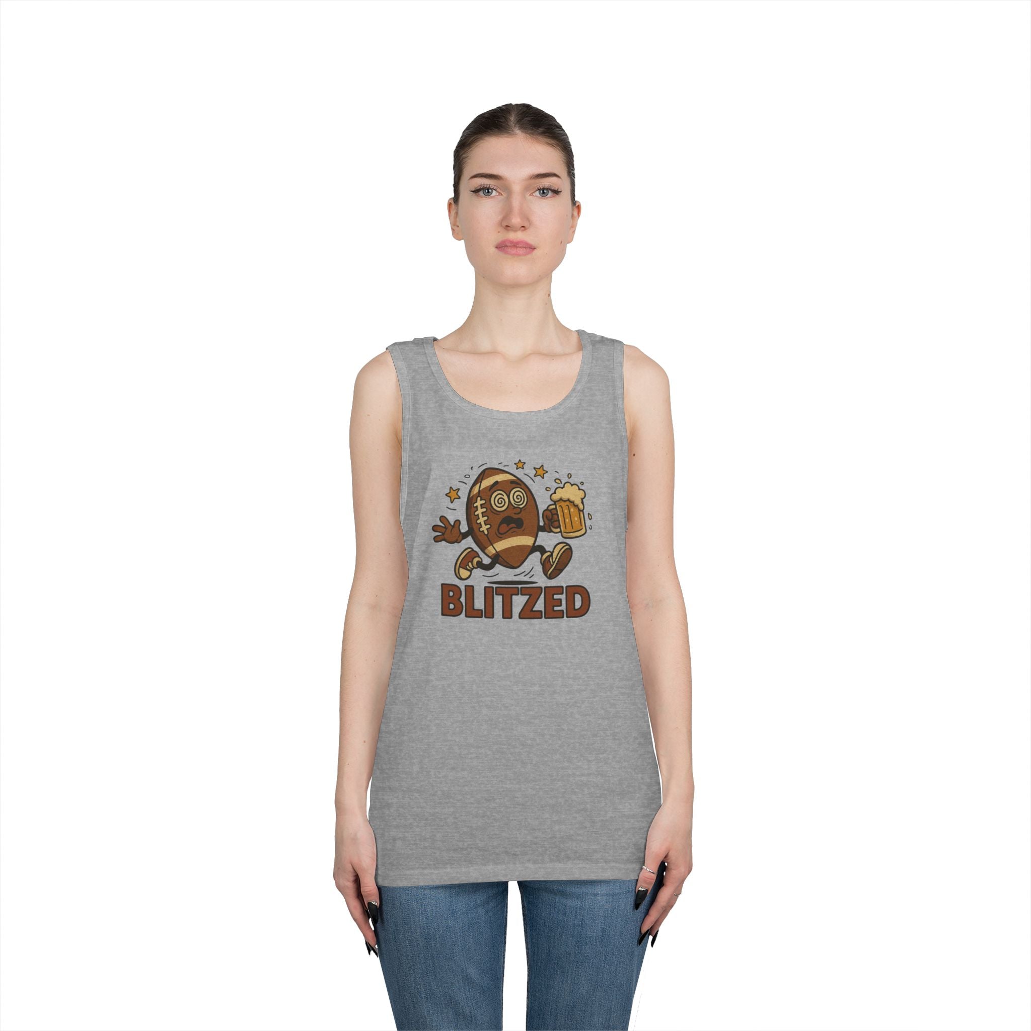 Blitzed Graphic Tank Top – Funny Football Beer T-Shirt