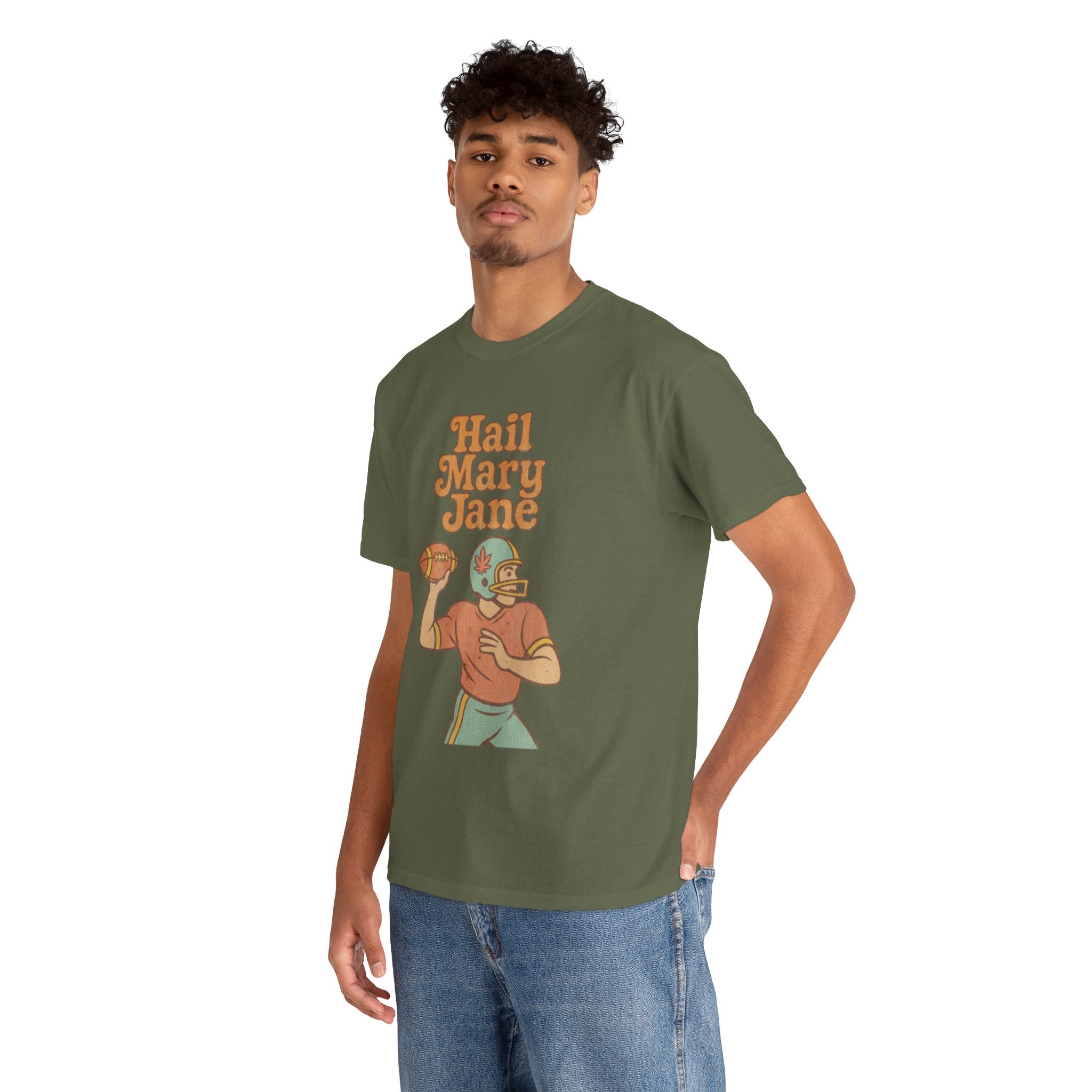 Hail Mary Jane T-Shirt – Retro Funny Football 420 Graphic Tee for Men & Women