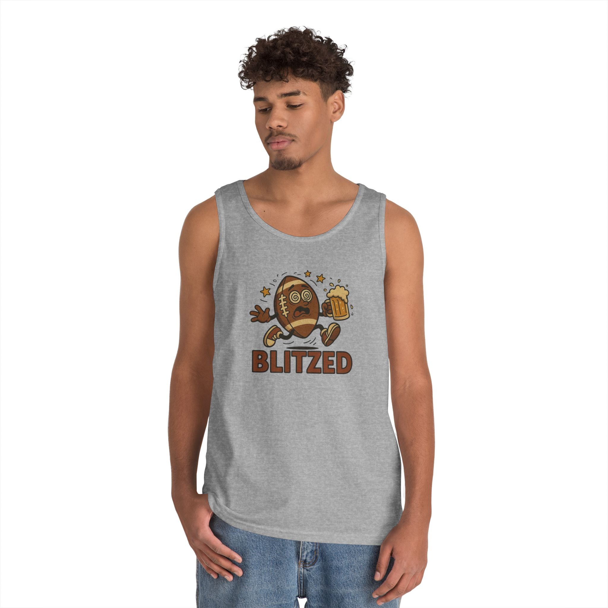 Blitzed Graphic Tank Top – Funny Football Beer T-Shirt