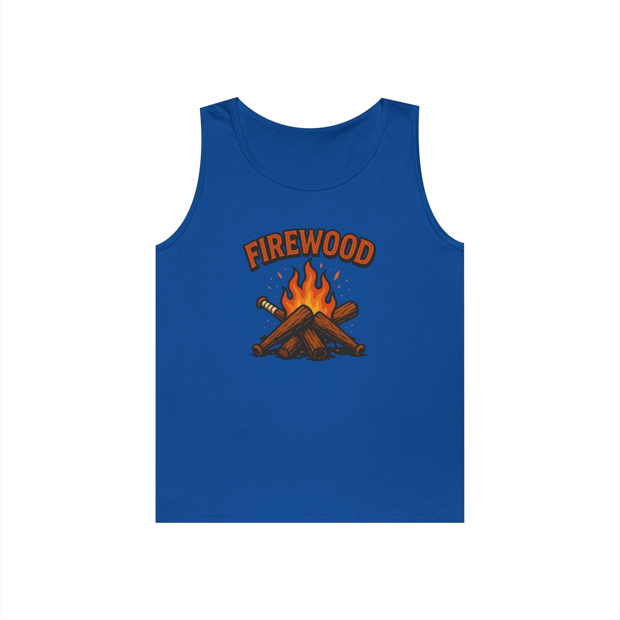 Firewood Baseball Tank Top – Retro Campfire Graphic Shirt