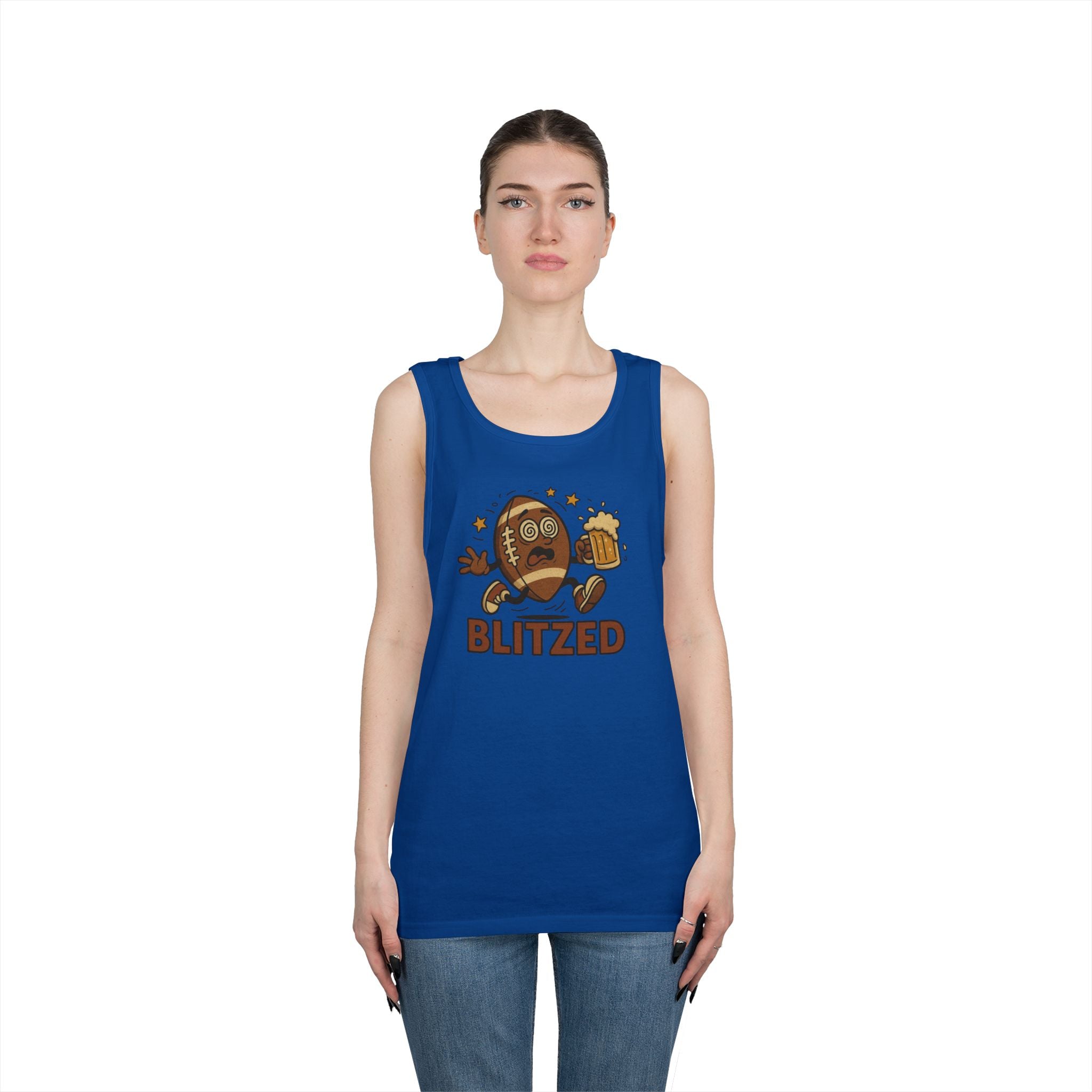 Blitzed Graphic Tank Top – Funny Football Beer T-Shirt