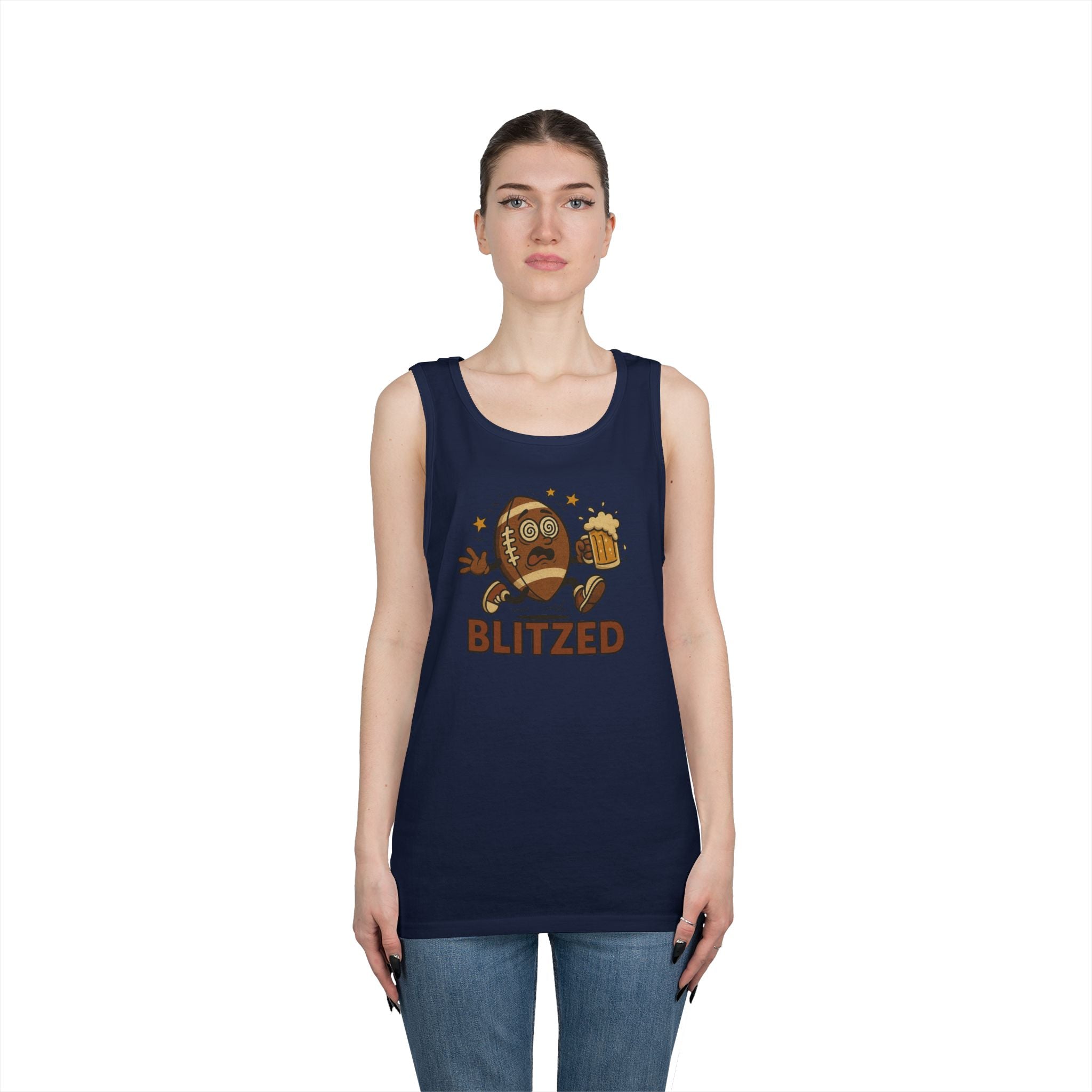 Blitzed Graphic Tank Top – Funny Football Beer T-Shirt