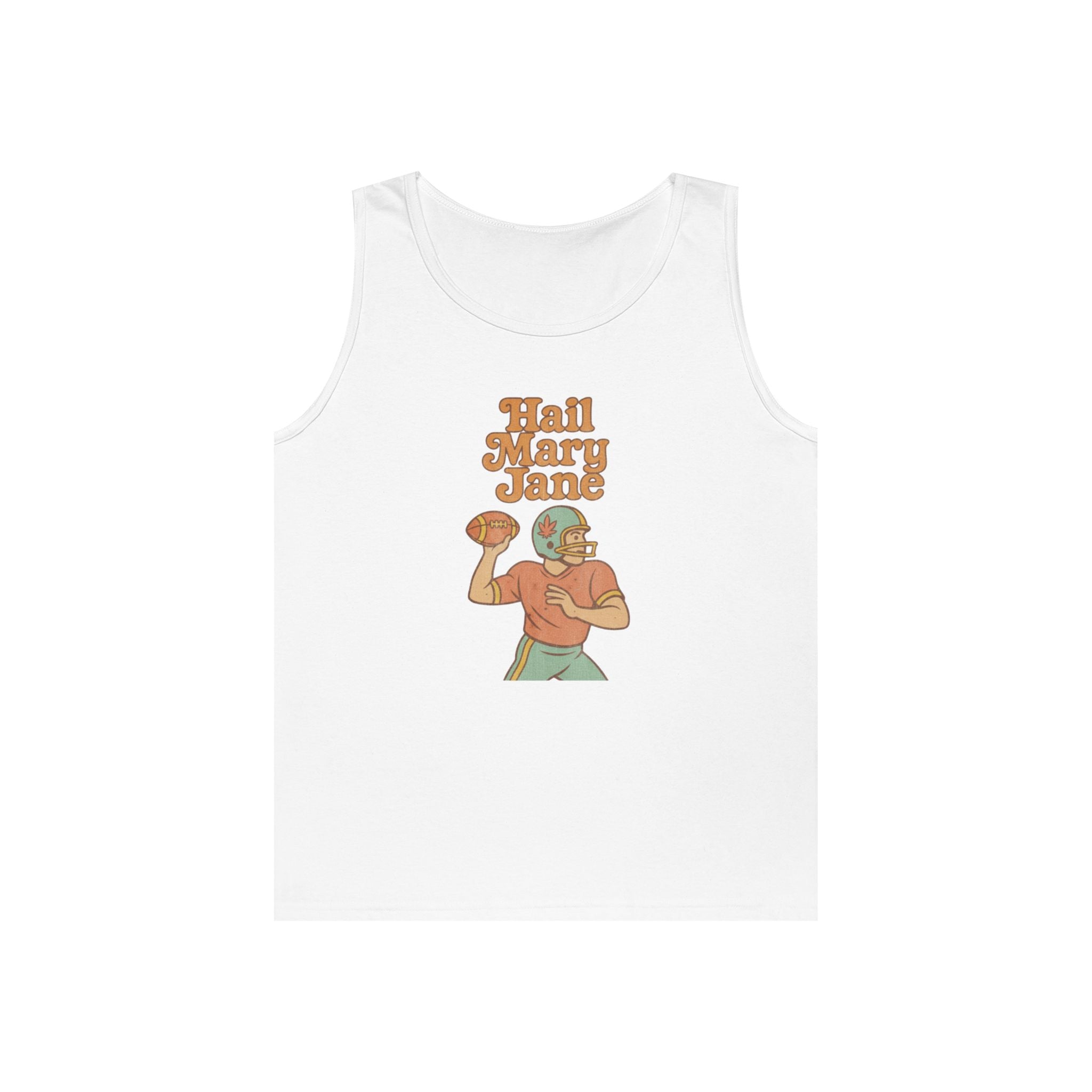 Hail Mary Jane Tank Top – Retro Funny Football 420 Graphic Tee for Men & Women