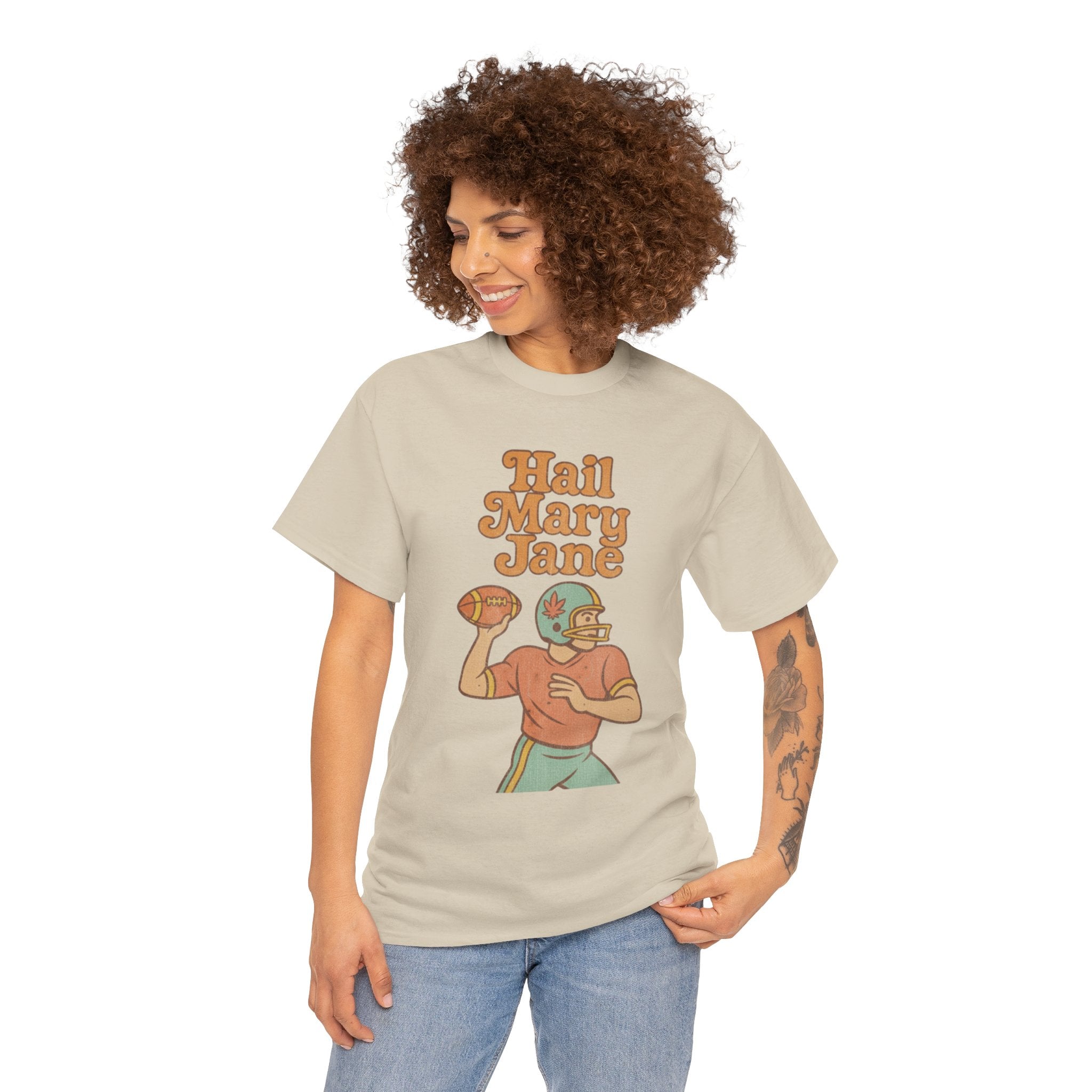 Hail Mary Jane T-Shirt – Retro Funny Football 420 Graphic Tee for Men & Women