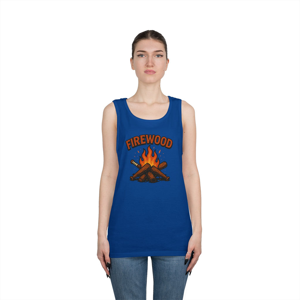 Firewood Baseball Tank Top – Retro Campfire Graphic Shirt