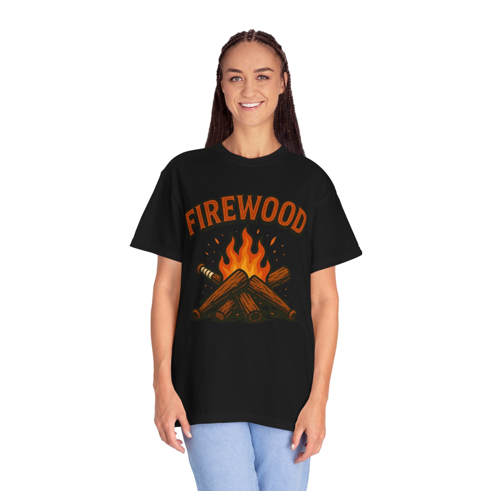 Firewood Baseball Tee – Retro Campfire Graphic Shirt