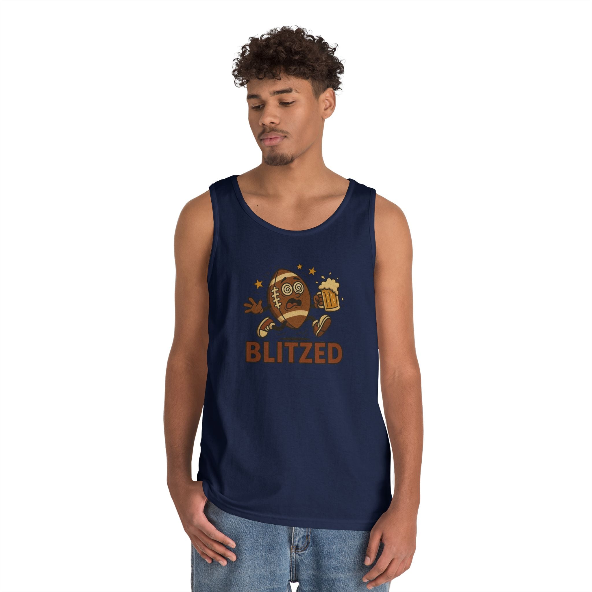 Blitzed Graphic Tank Top – Funny Football Beer T-Shirt