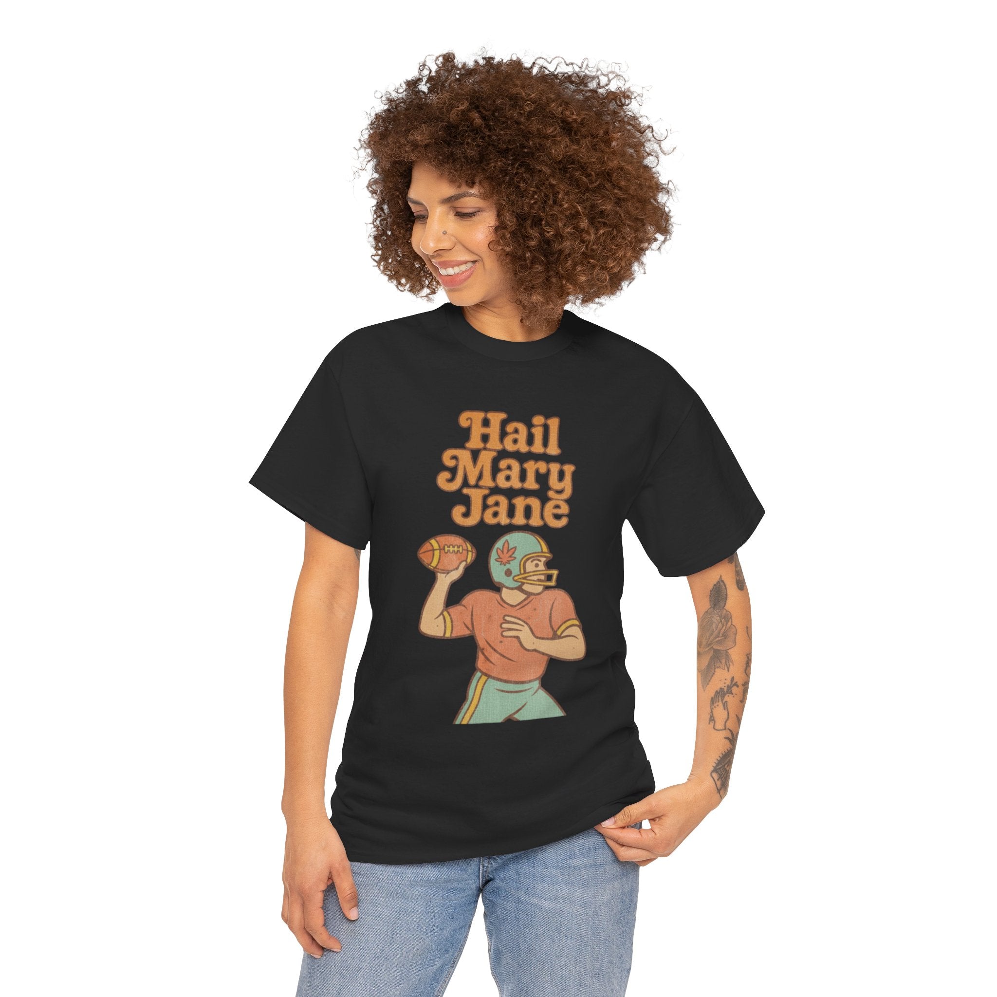 Hail Mary Jane T-Shirt – Retro Funny Football 420 Graphic Tee for Men & Women