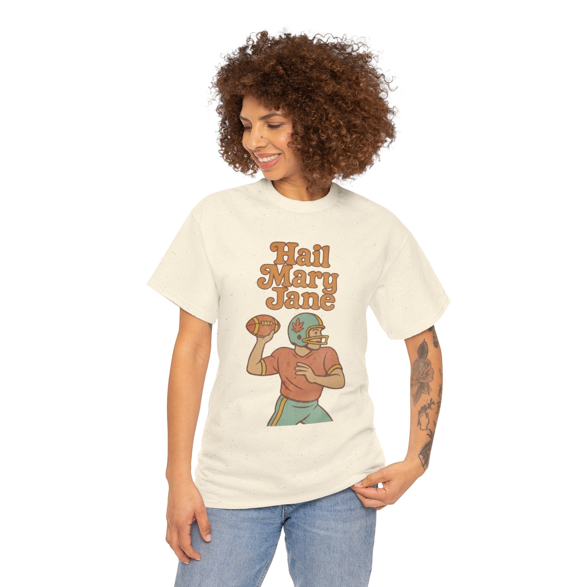 Hail Mary Jane T-Shirt – Retro Funny Football 420 Graphic Tee for Men & Women