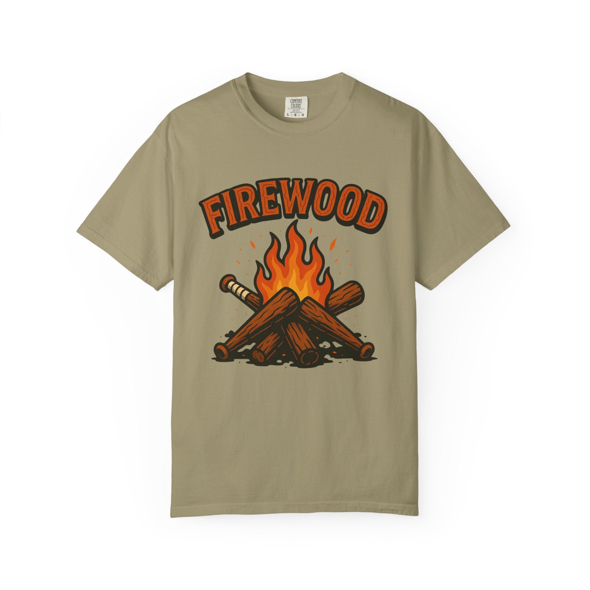 Firewood Baseball Tee – Retro Campfire Graphic Shirt