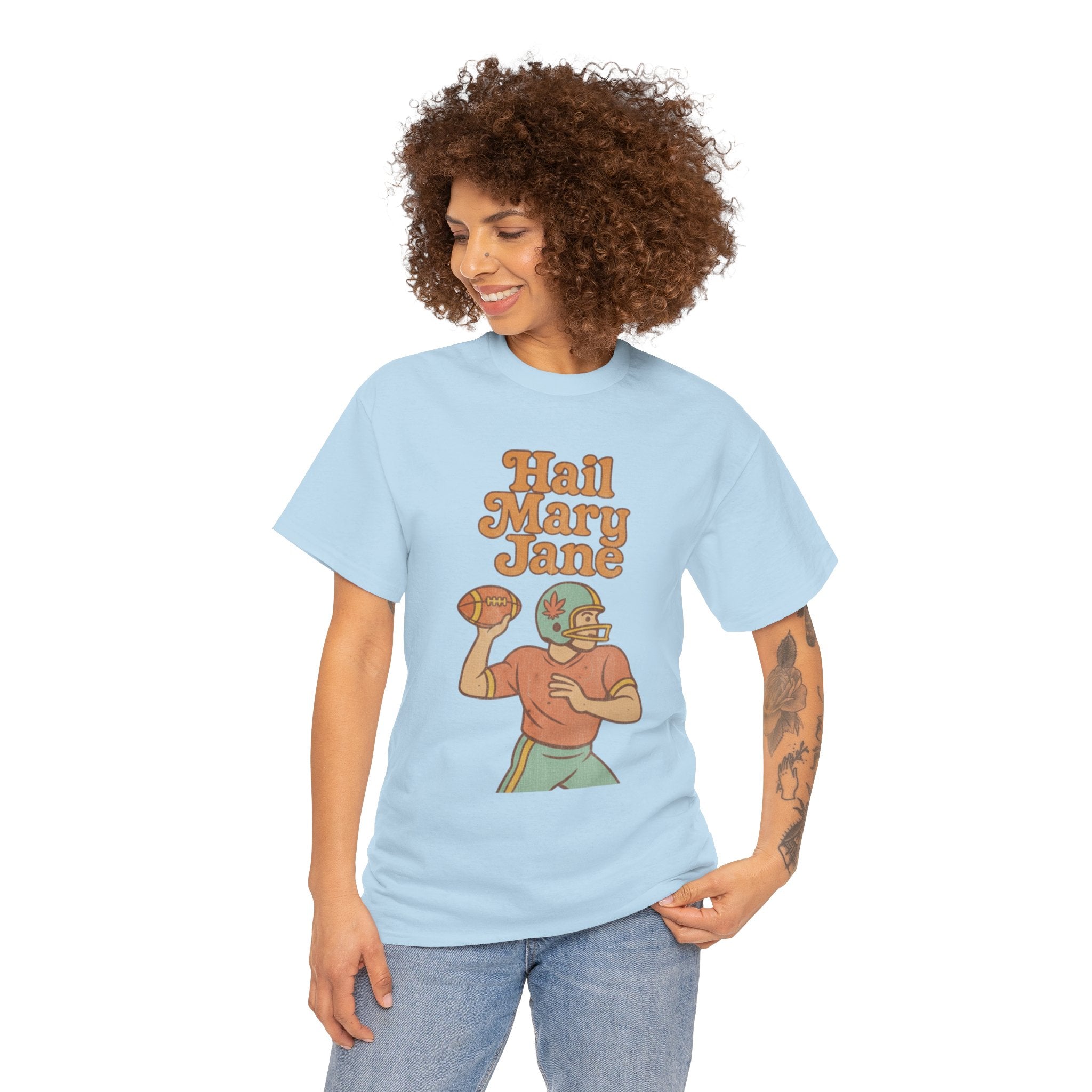 Hail Mary Jane T-Shirt – Retro Funny Football 420 Graphic Tee for Men & Women